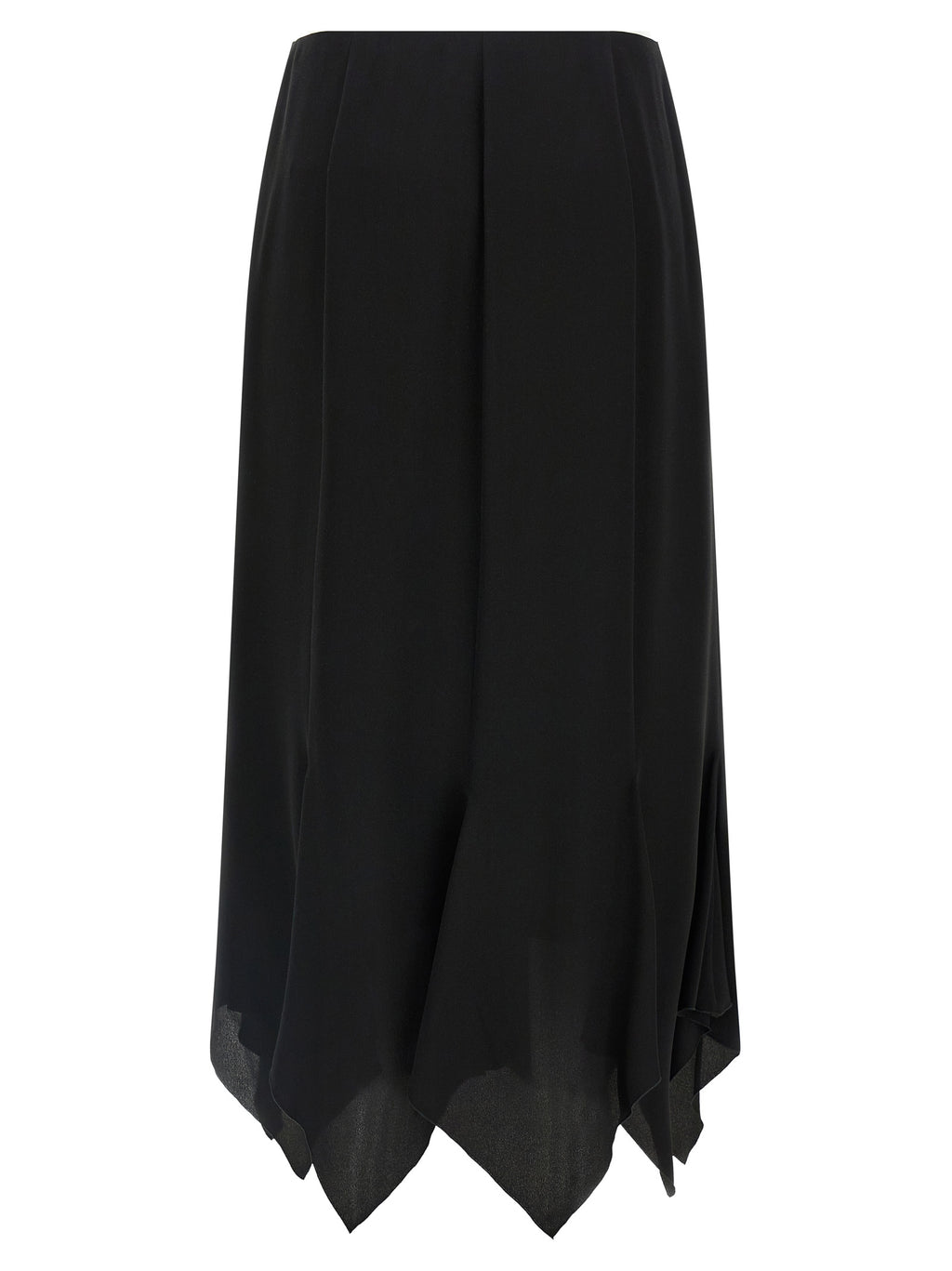 Silk Midi Skirt With Asymmetrical Hem