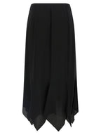 Silk Midi Skirt With Asymmetrical Hem