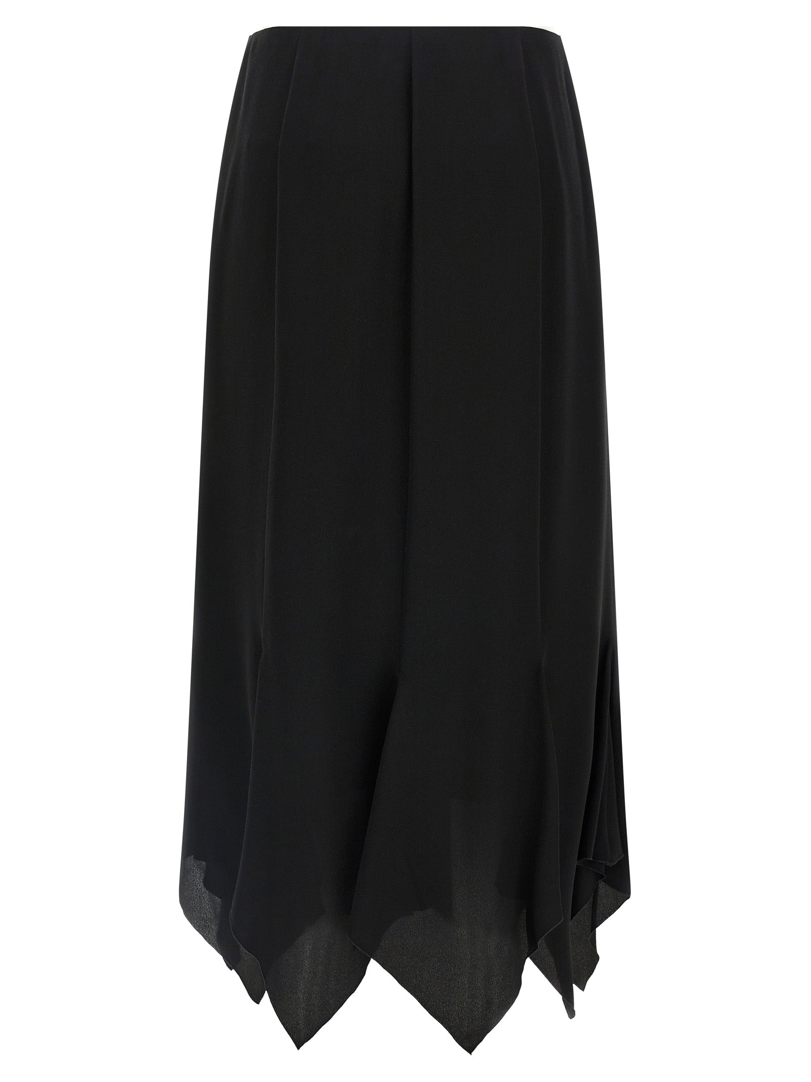 Silk Midi Skirt With Asymmetrical Hem