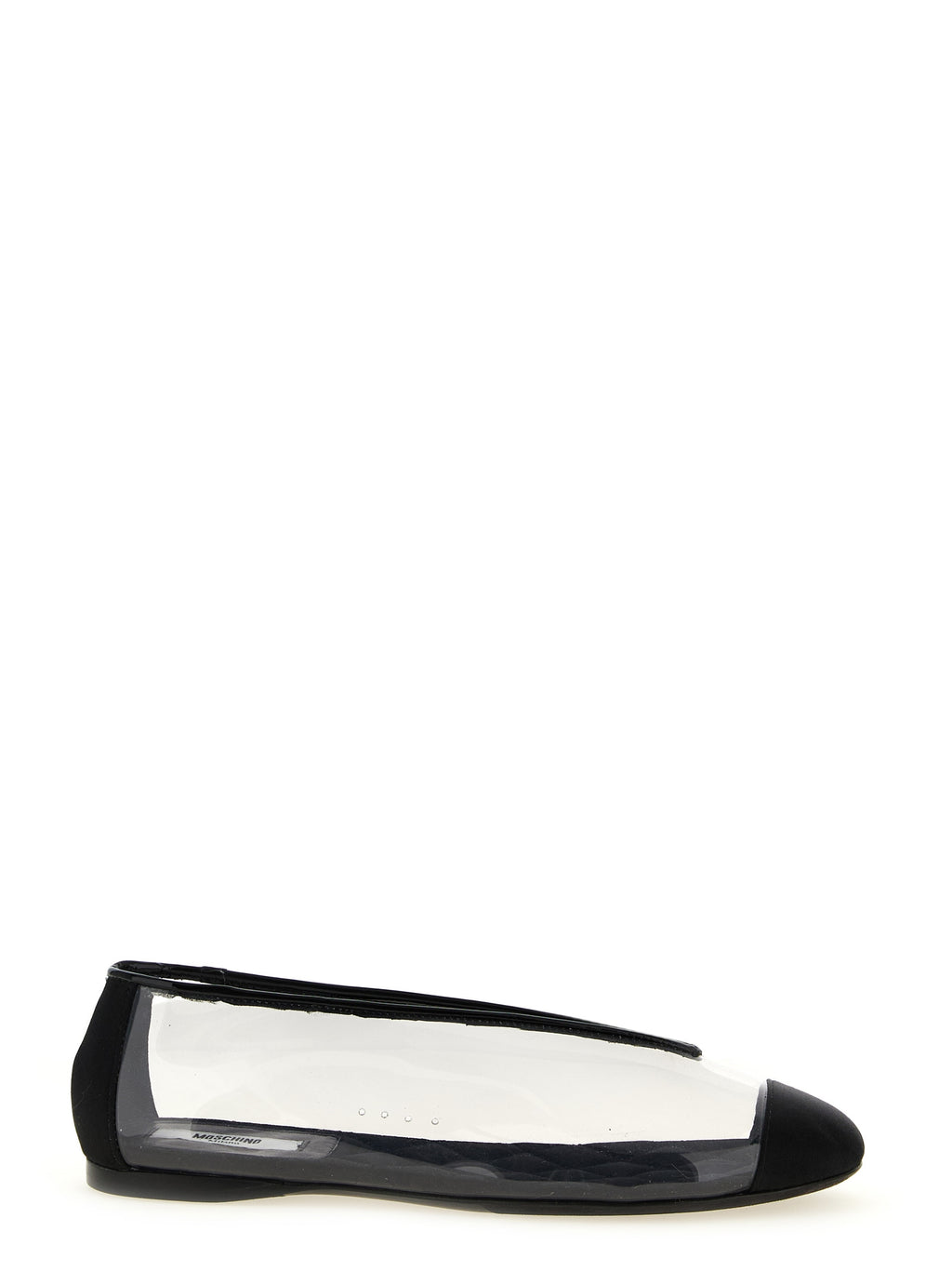 Black PVC Satin-Trimmed Ballet Flats