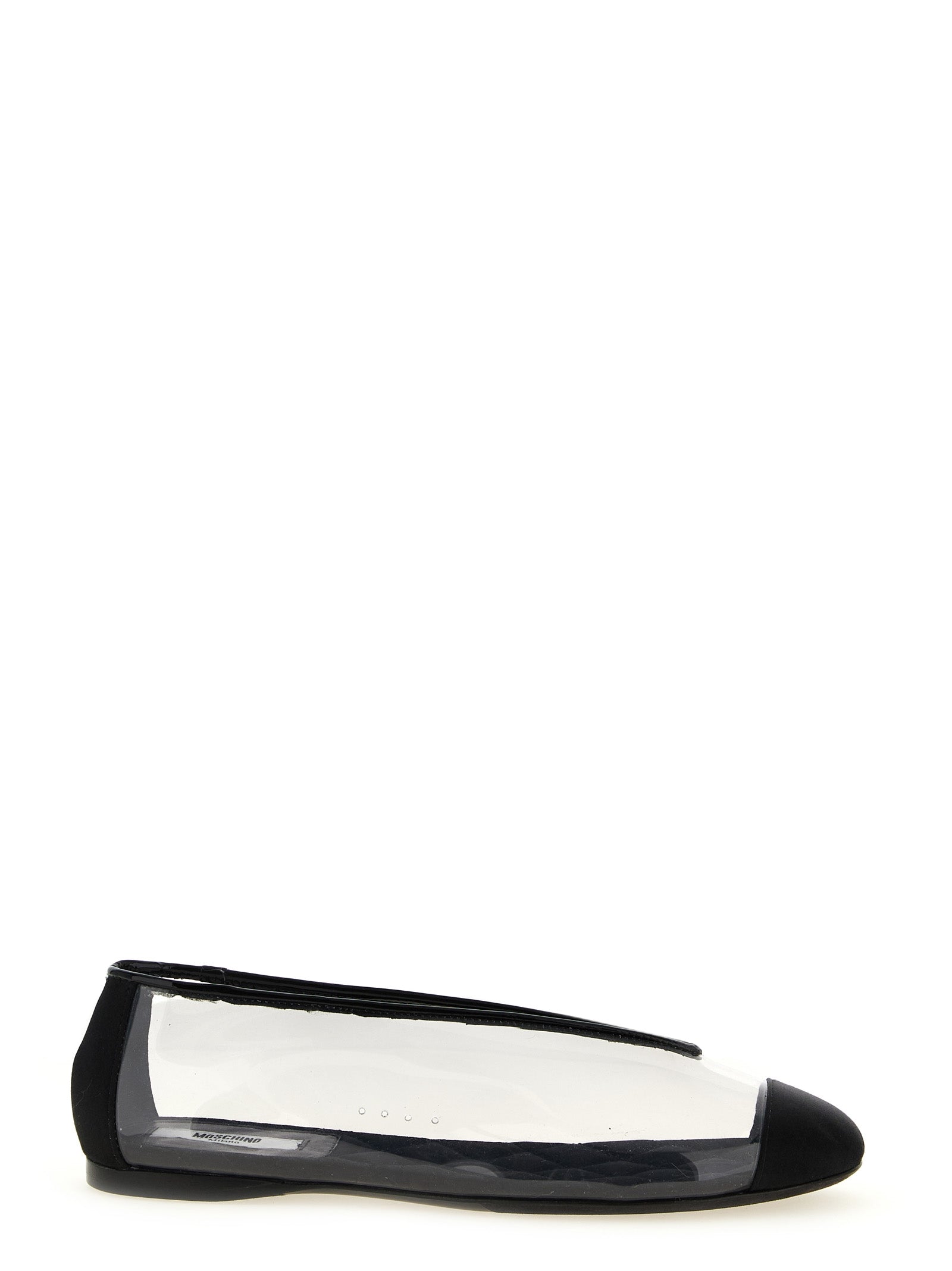 Black PVC Satin-Trimmed Ballet Flats