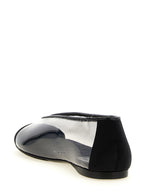 Black PVC Satin-Trimmed Ballet Flats