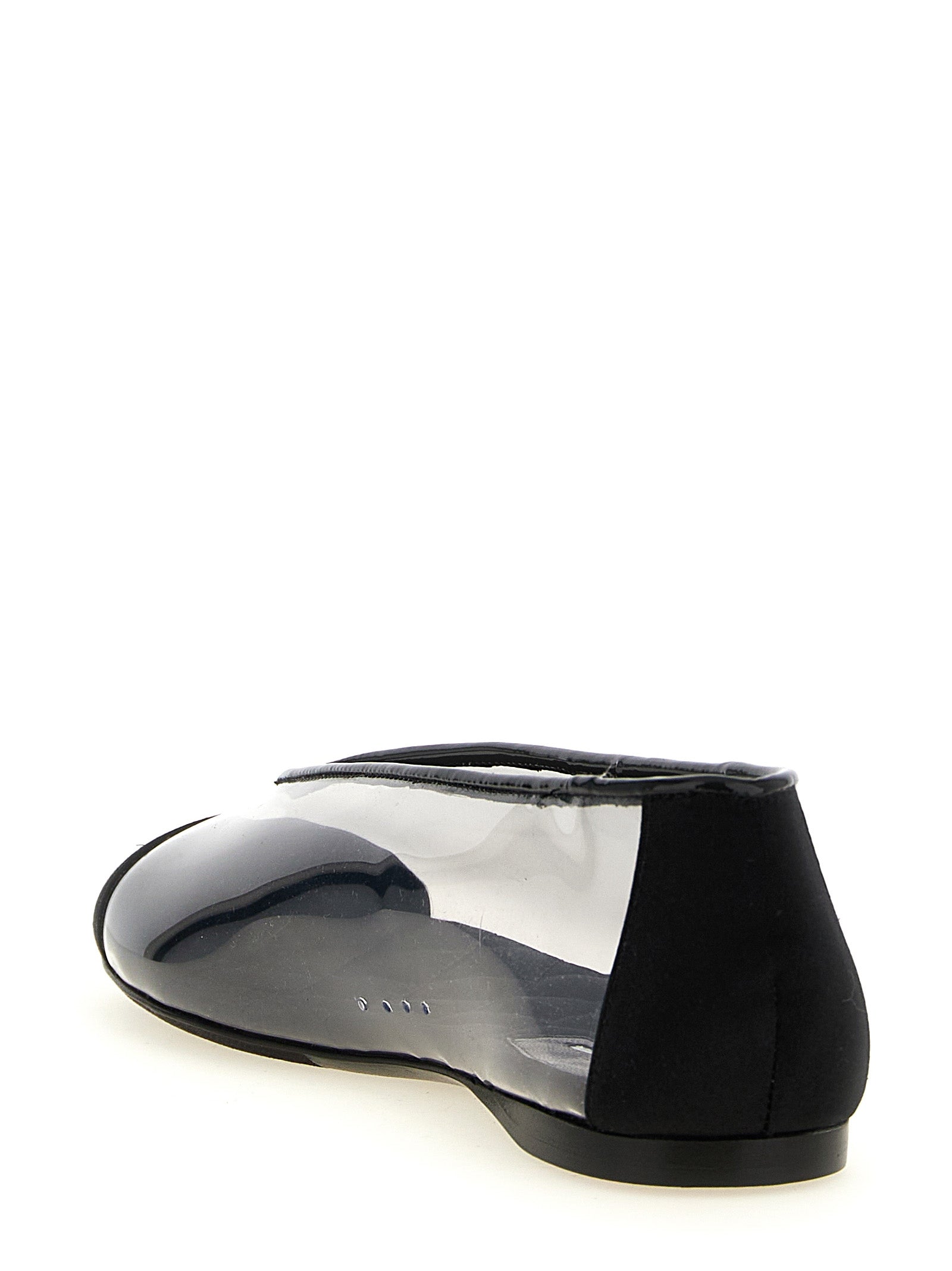 Black PVC Satin-Trimmed Ballet Flats