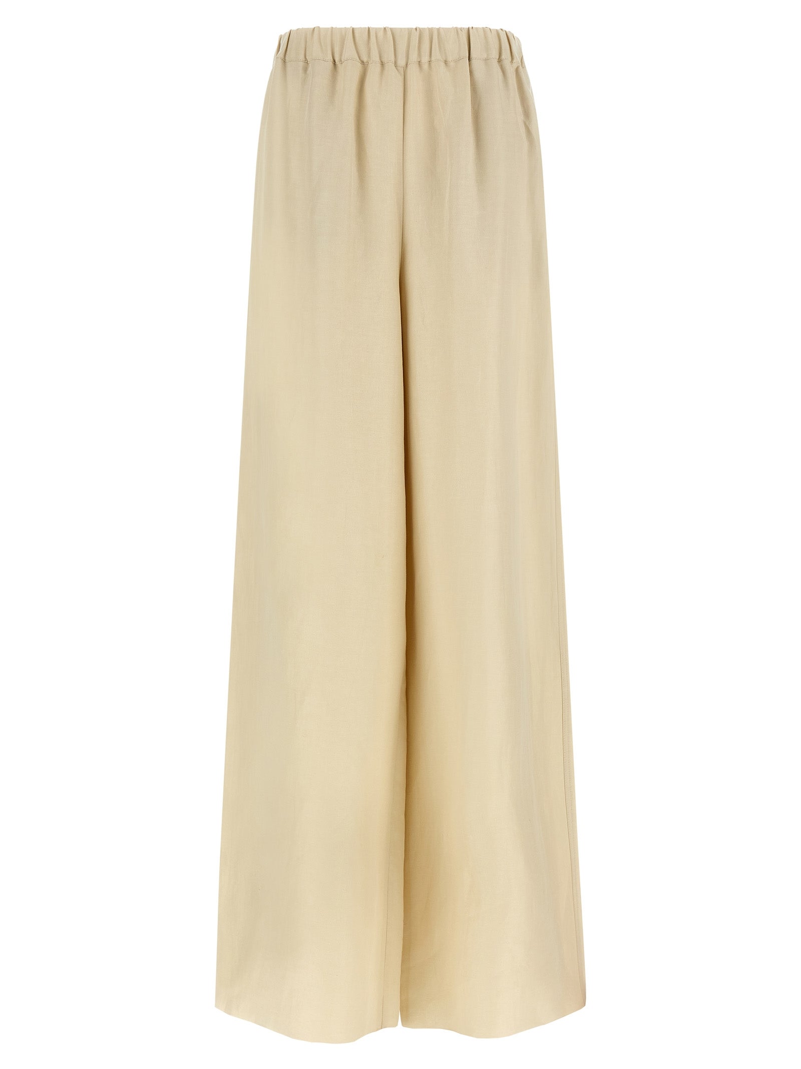 MxmOro Wide Straight-Leg Linen Silk Blend Pants