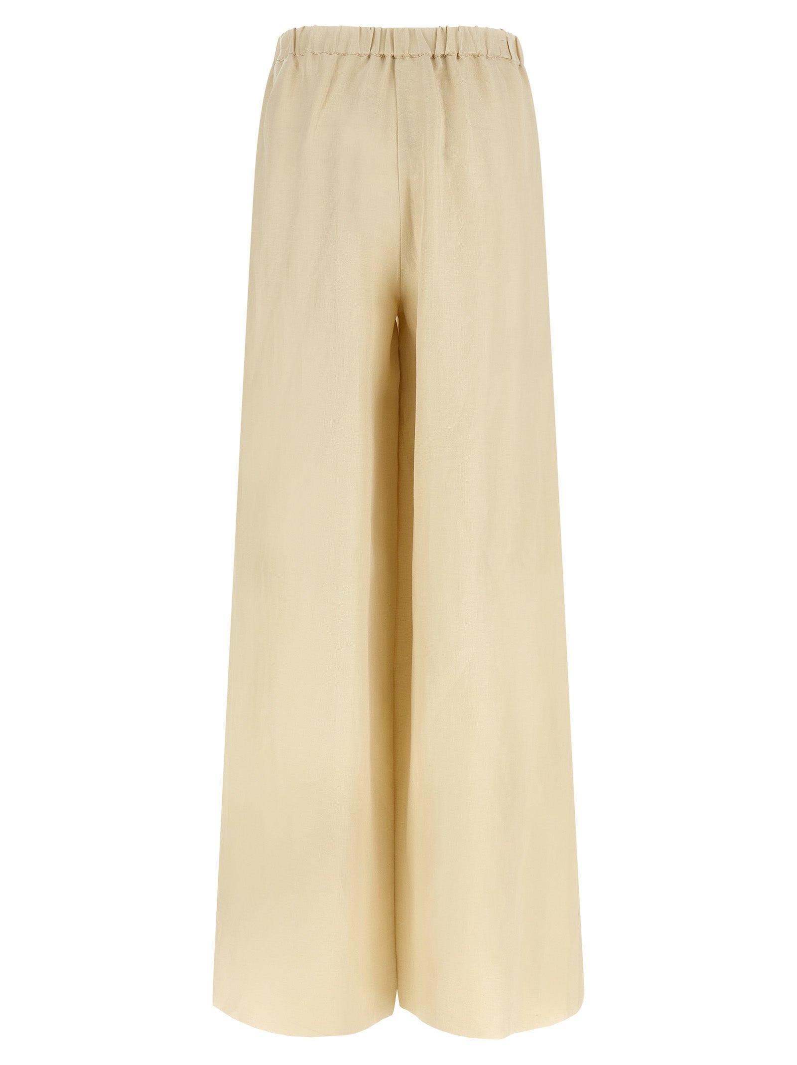 MxmOro Wide Straight-Leg Linen Silk Blend Pants