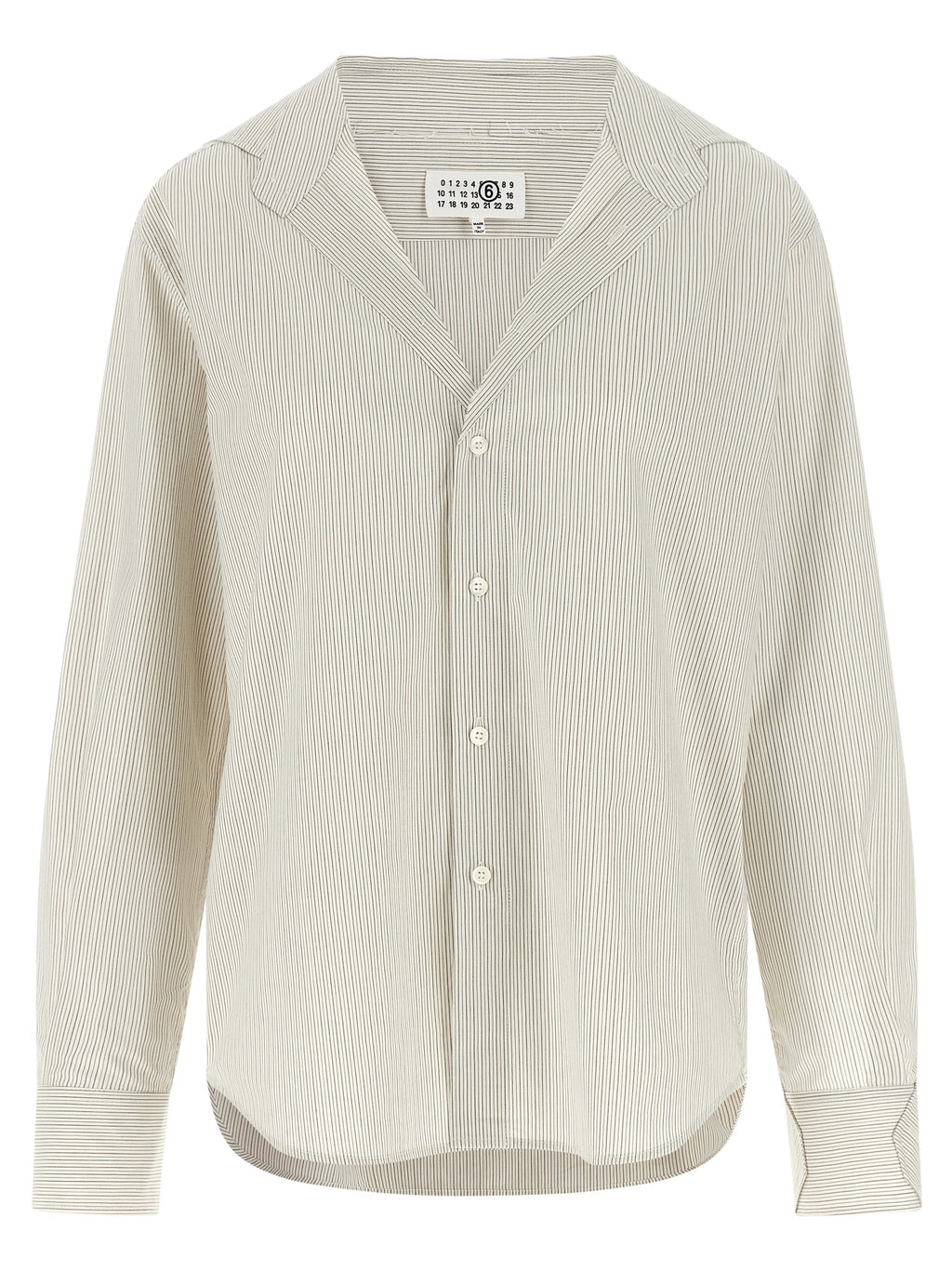 Gray Cotton Poplin Trompe L'Oeil Collar Shirt