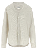Gray Cotton Poplin Trompe L'Oeil Collar Shirt