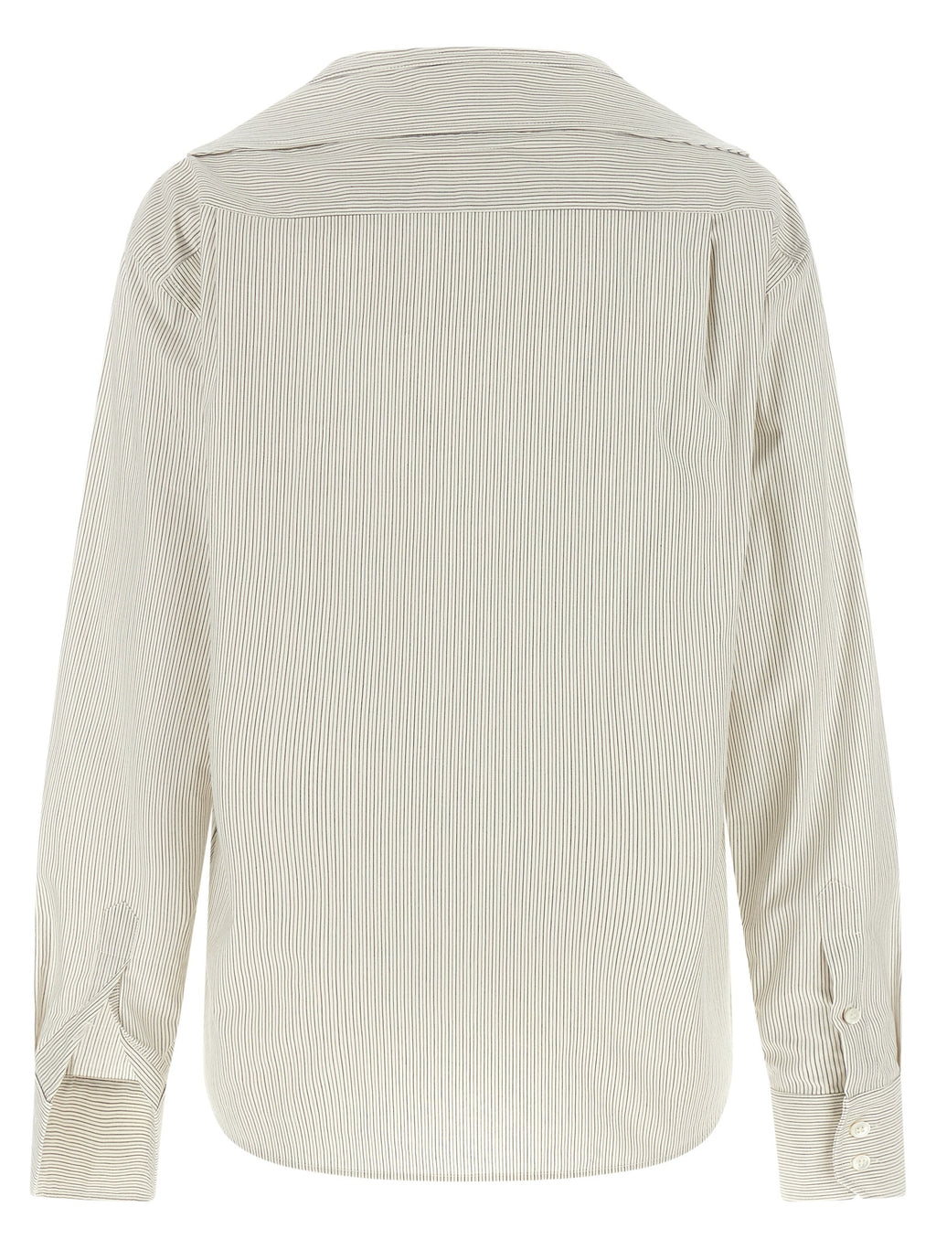 Gray Cotton Poplin Trompe L'Oeil Collar Shirt