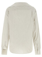 Gray Cotton Poplin Trompe L'Oeil Collar Shirt