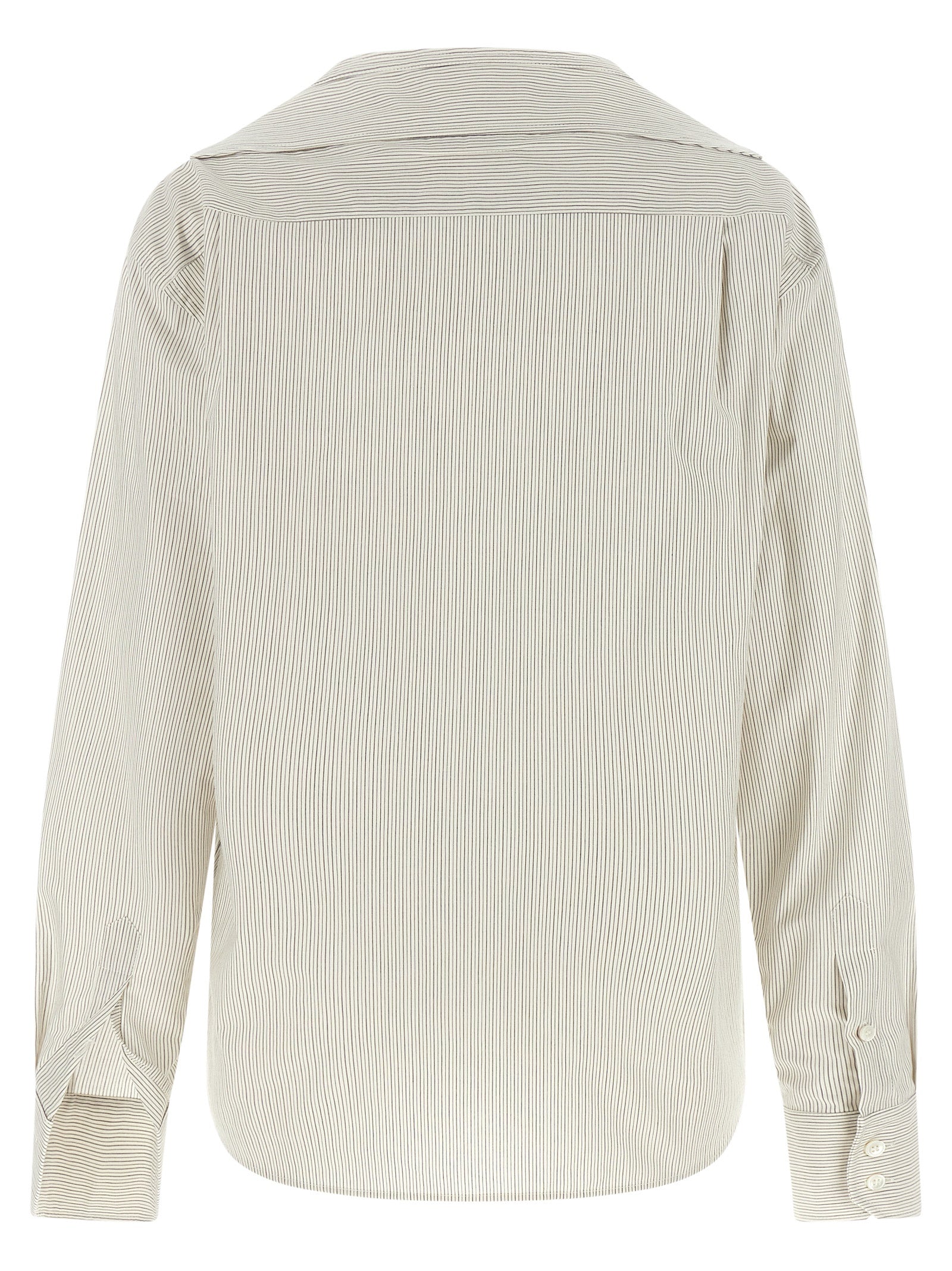 Gray Cotton Poplin Trompe L'Oeil Collar Shirt