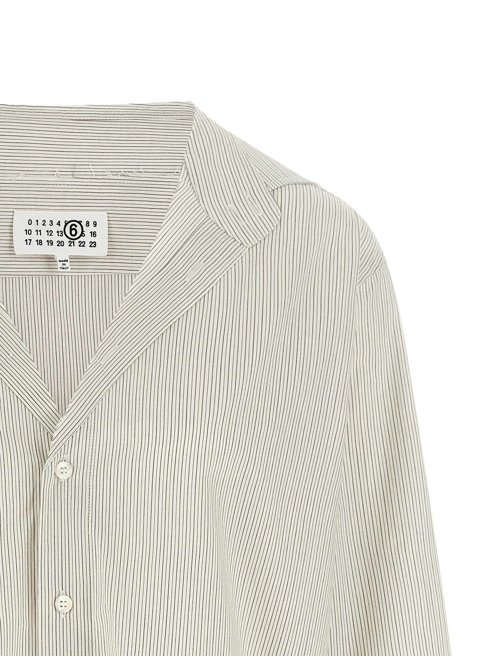 Gray Cotton Poplin Trompe L'Oeil Collar Shirt