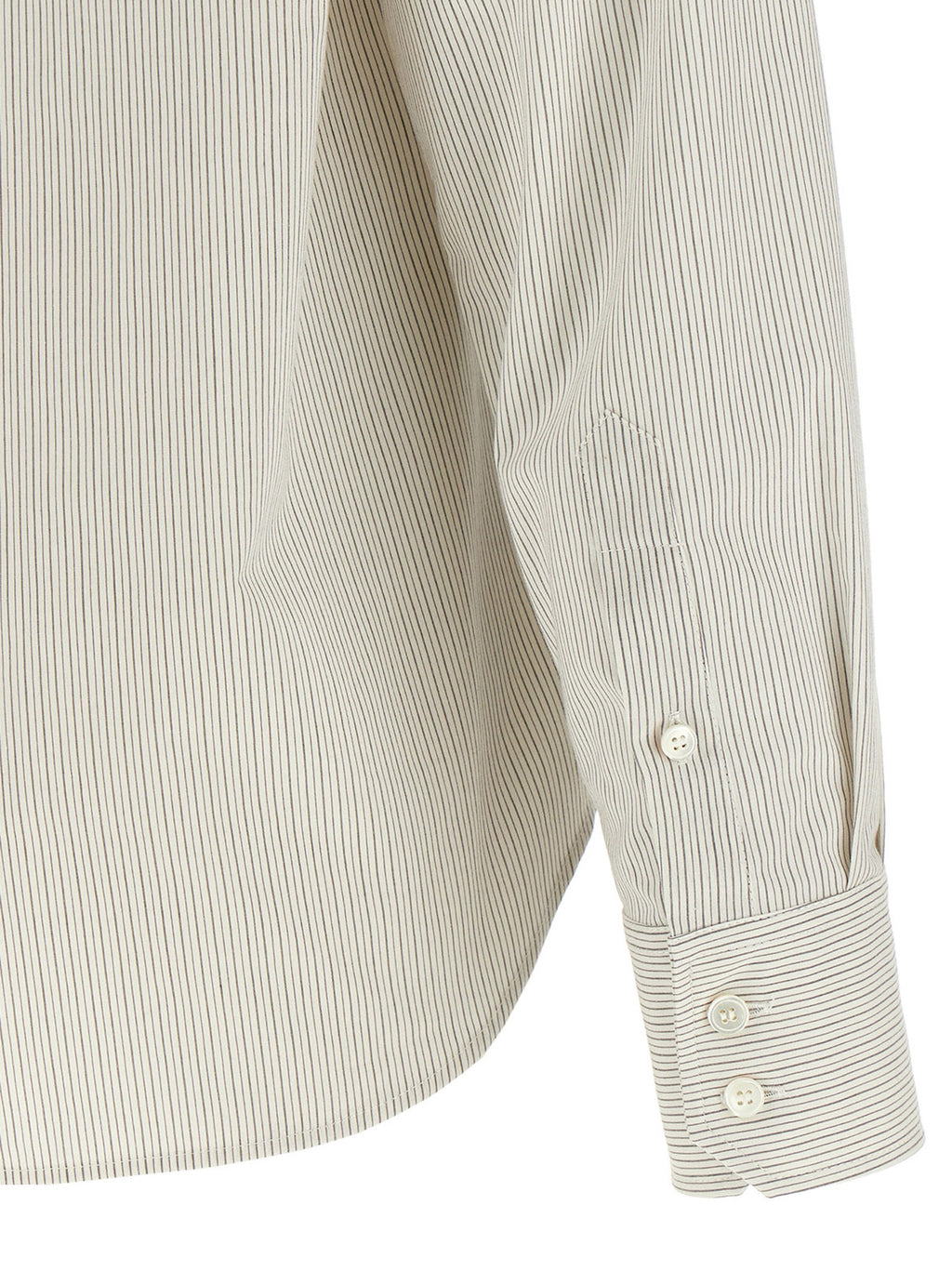 Gray Cotton Poplin Trompe L'Oeil Collar Shirt