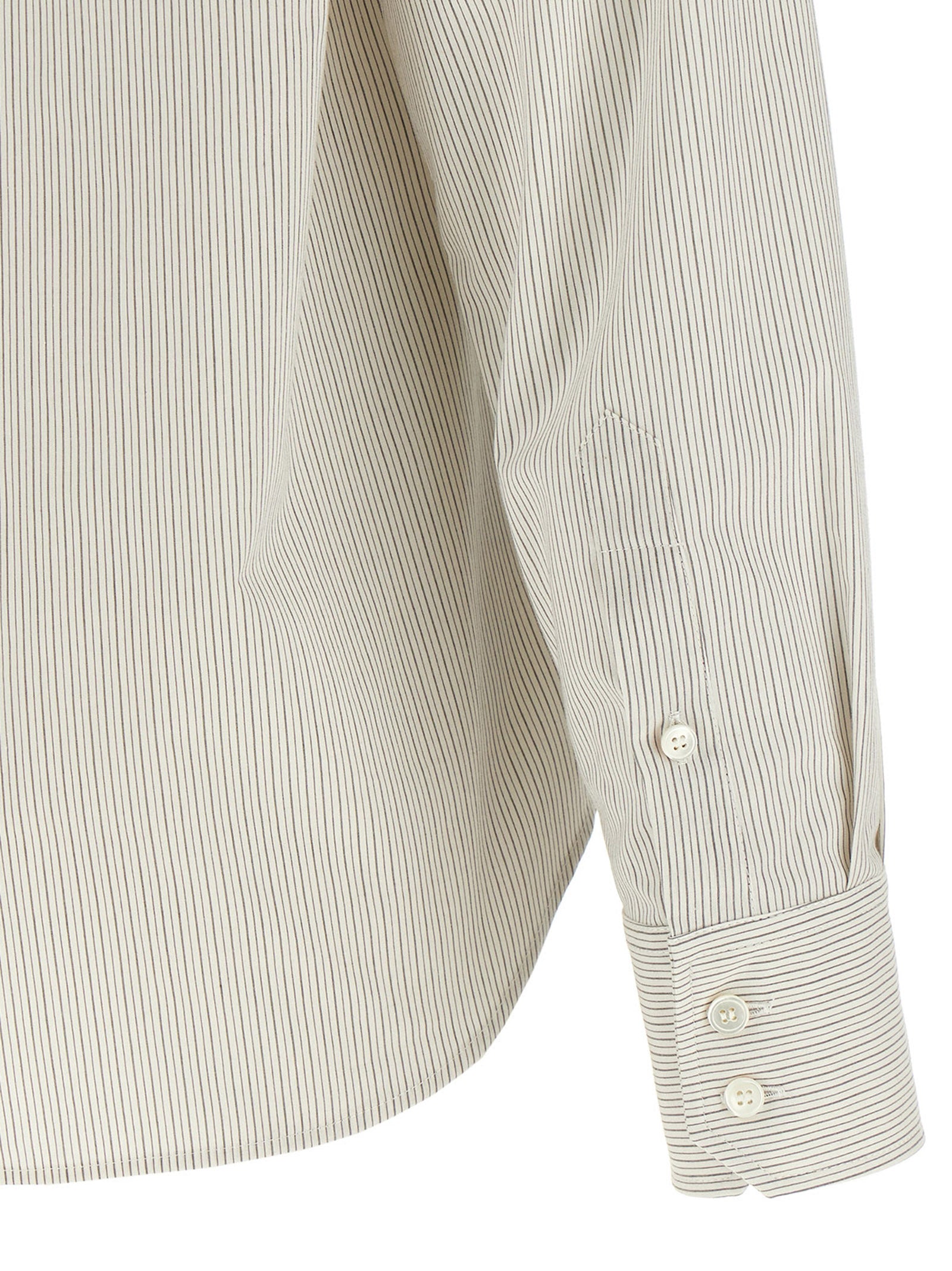 Gray Cotton Poplin Trompe L'Oeil Collar Shirt