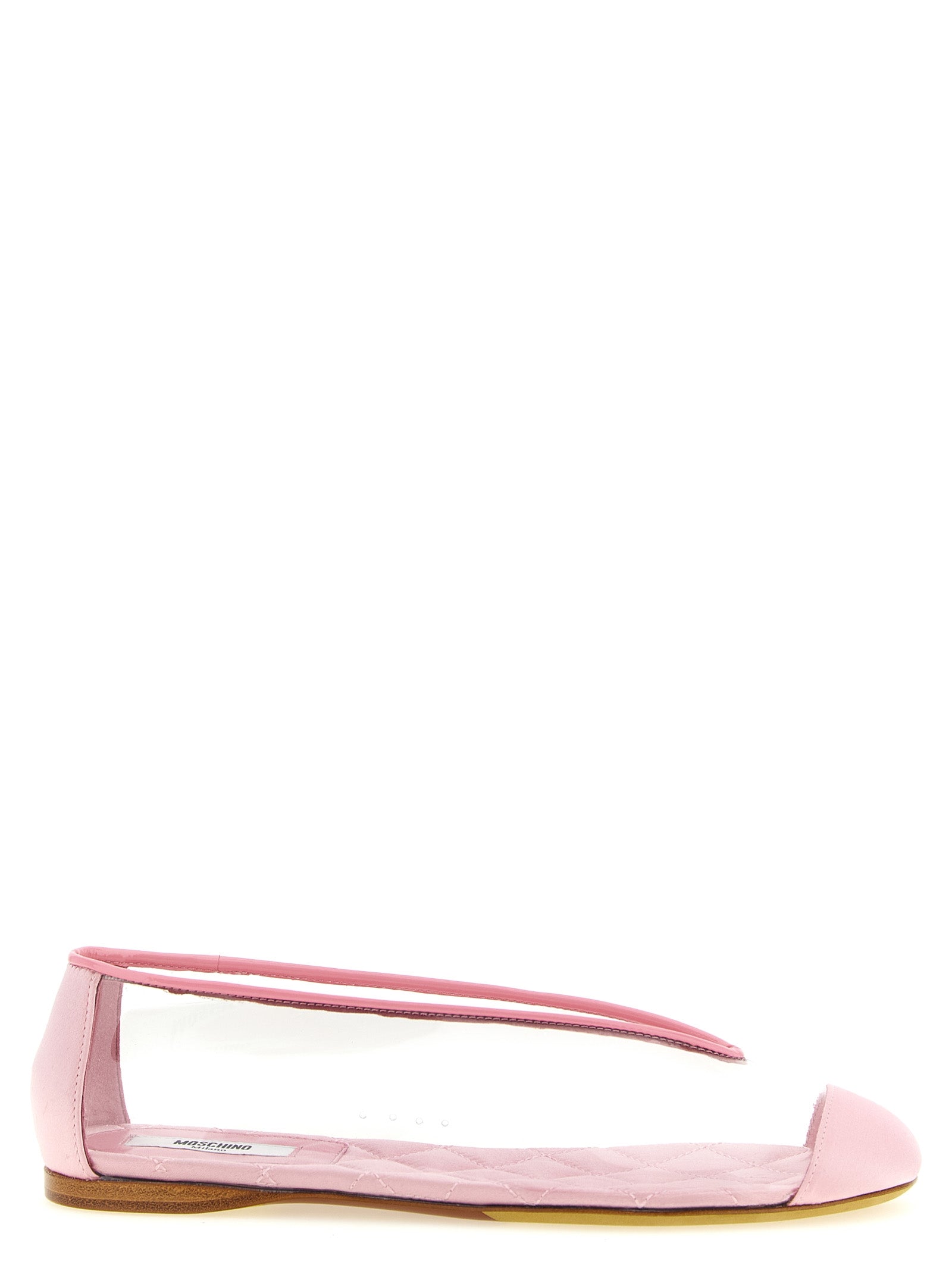 Pink Satin And PVC Ballet Flats