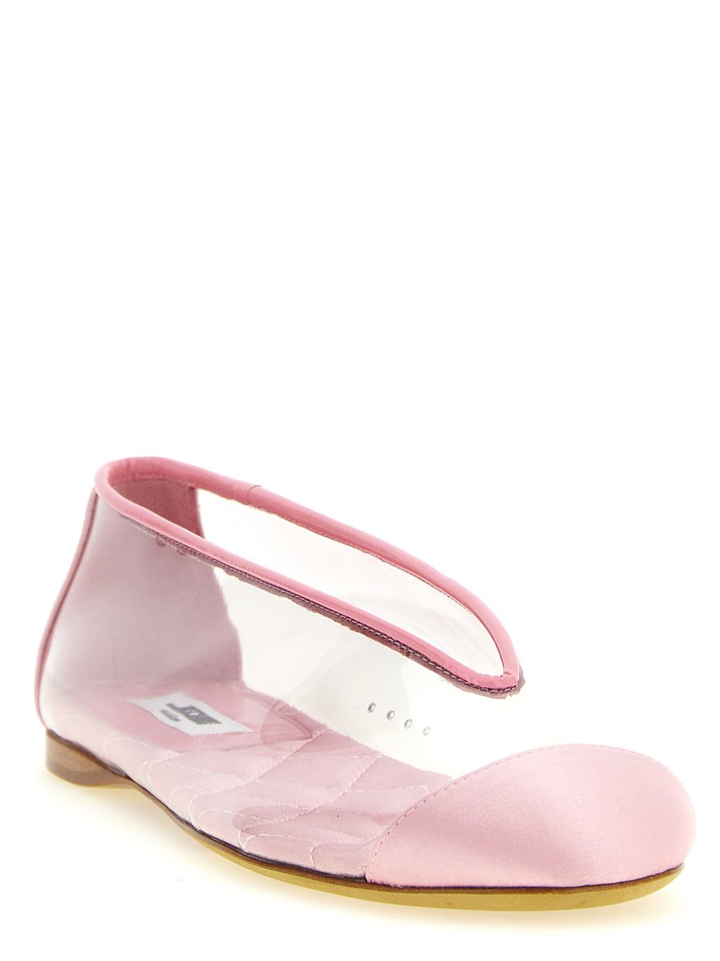Pink Satin And PVC Ballet Flats