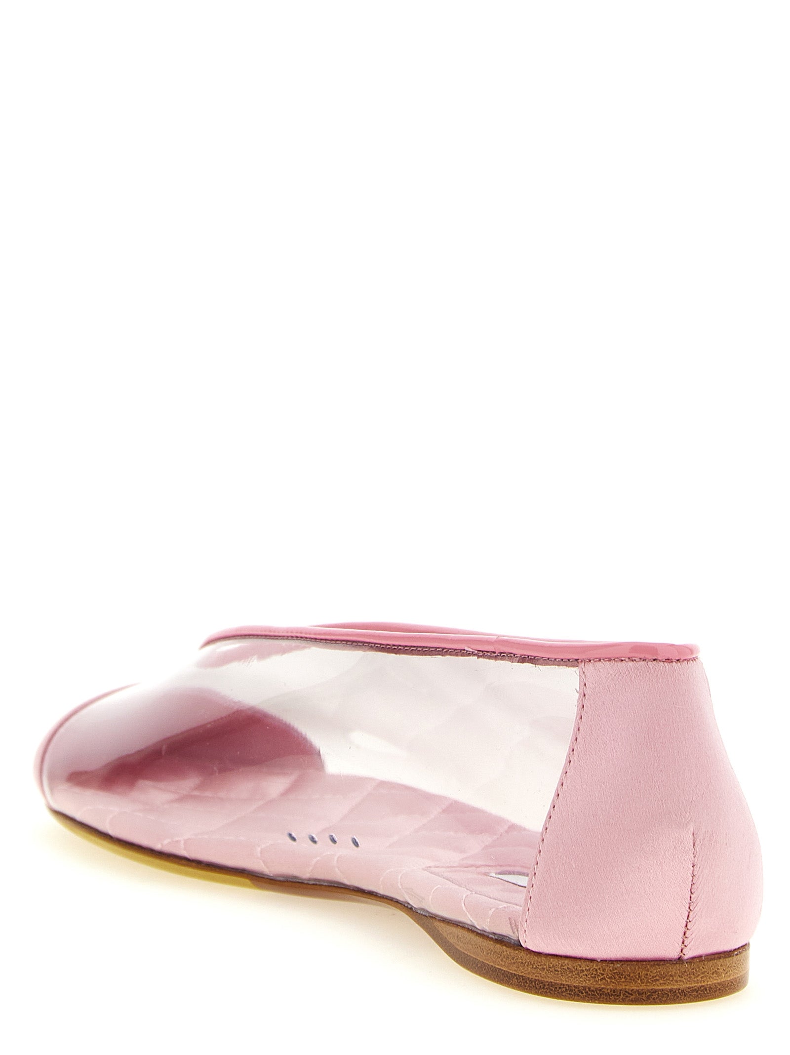Pink Satin And PVC Ballet Flats