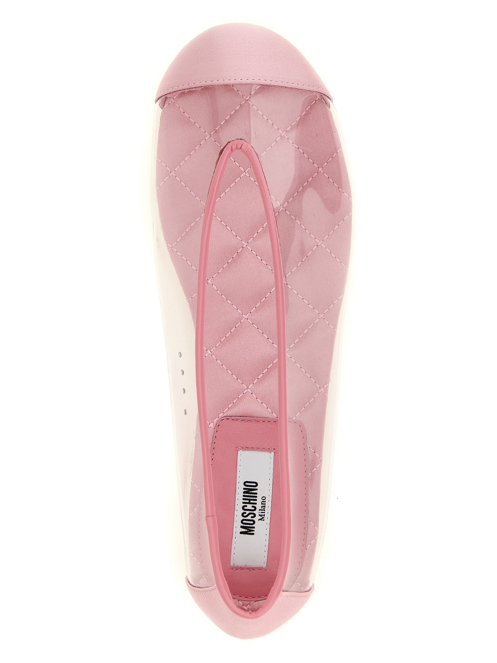 Pink Satin And PVC Ballet Flats