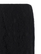 Black Cotton Lace Flared Midi Skirt