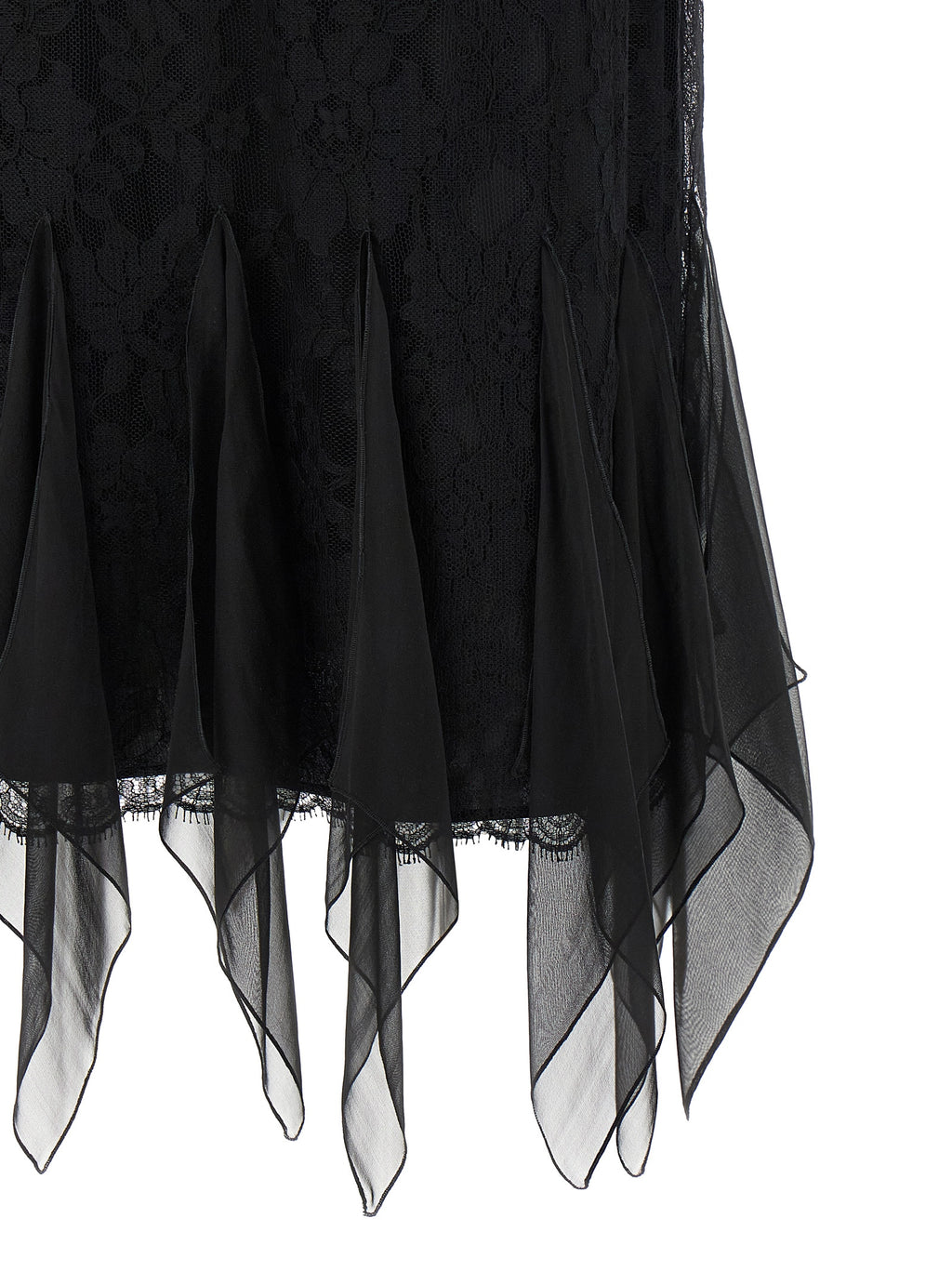 Black Cotton Lace Flared Midi Skirt