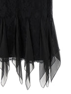 Black Cotton Lace Flared Midi Skirt