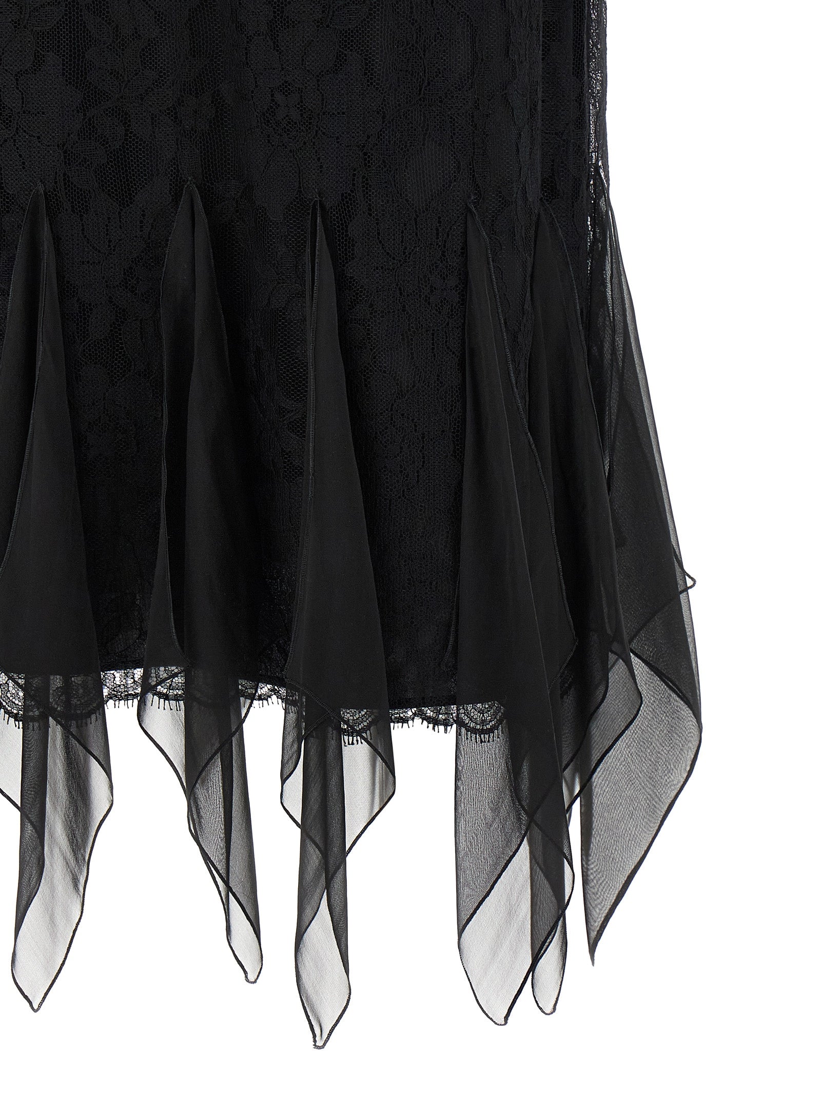 Black Cotton Lace Flared Midi Skirt