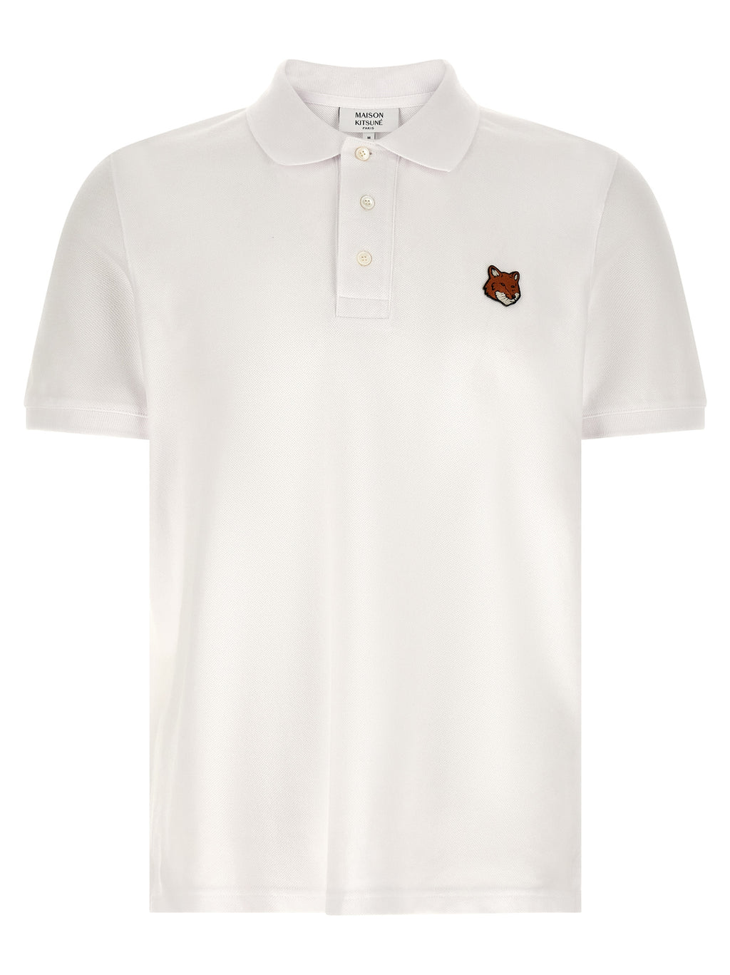 White Piqué Cotton Fox Head Polo