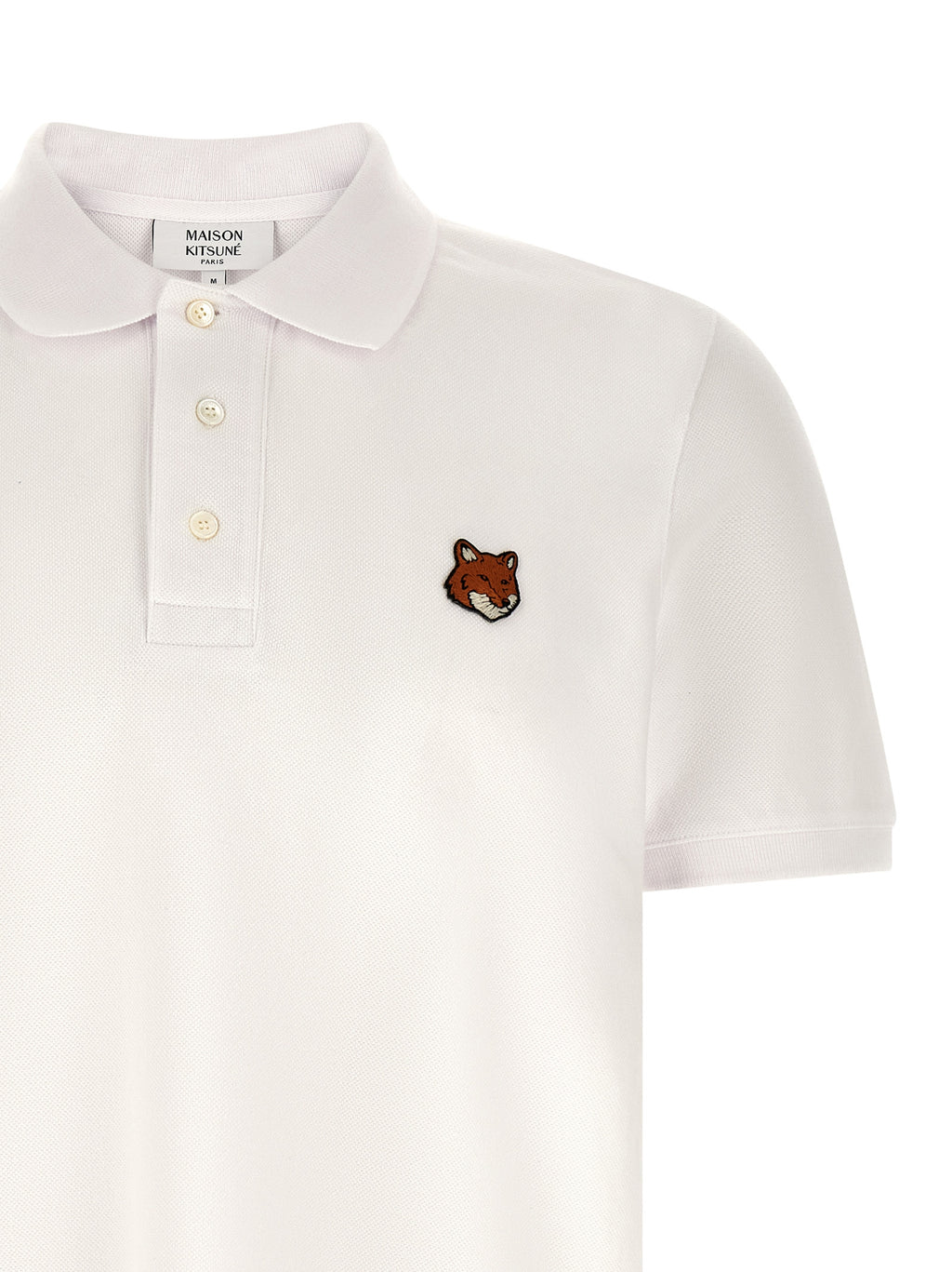 White Piqué Cotton Fox Head Polo