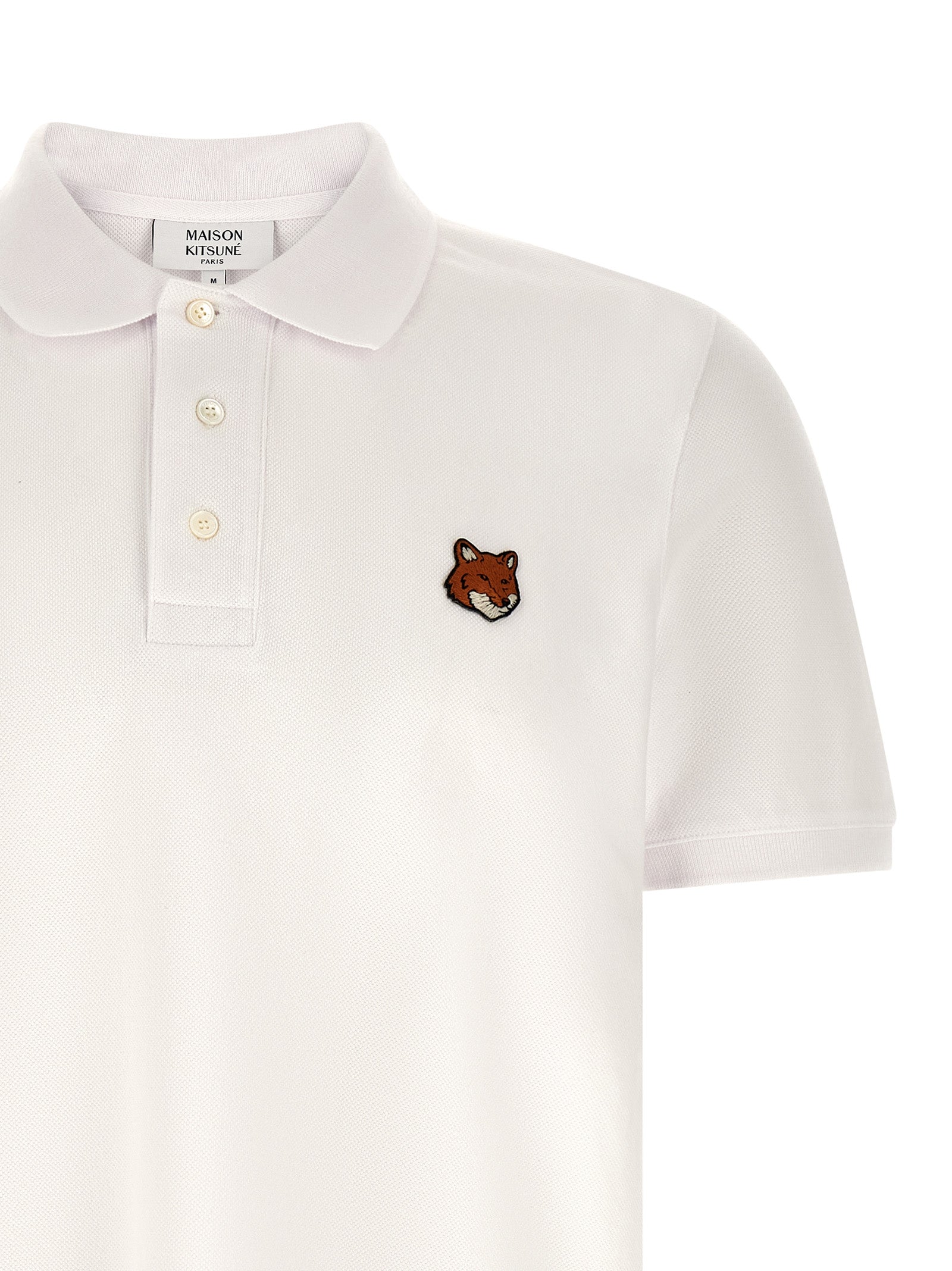 White Piqué Cotton Fox Head Polo