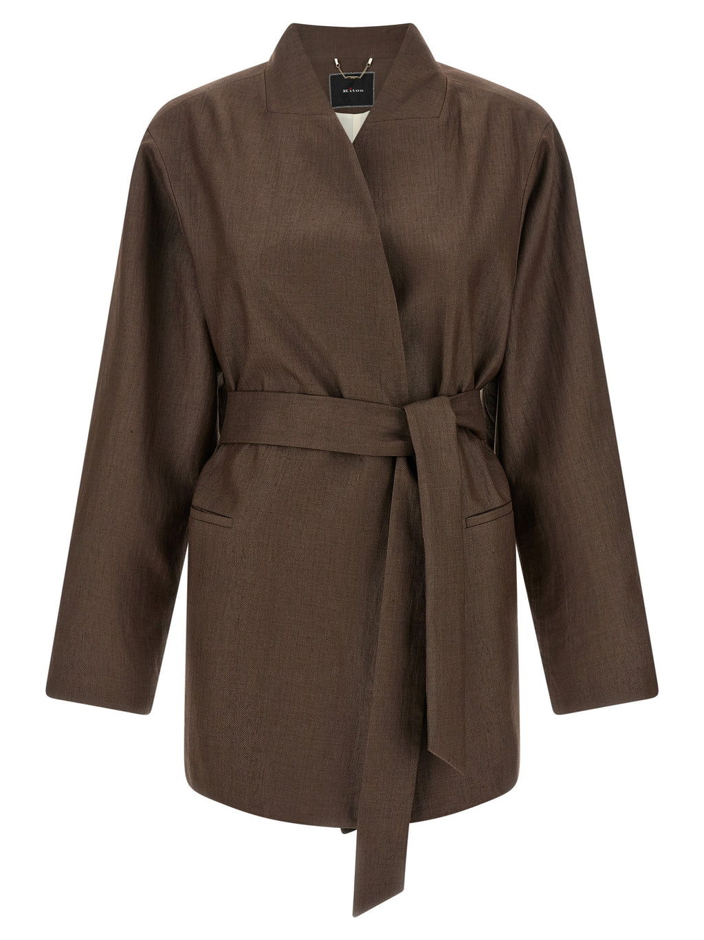 Polyamide & Linen Shawl Collar Blazer