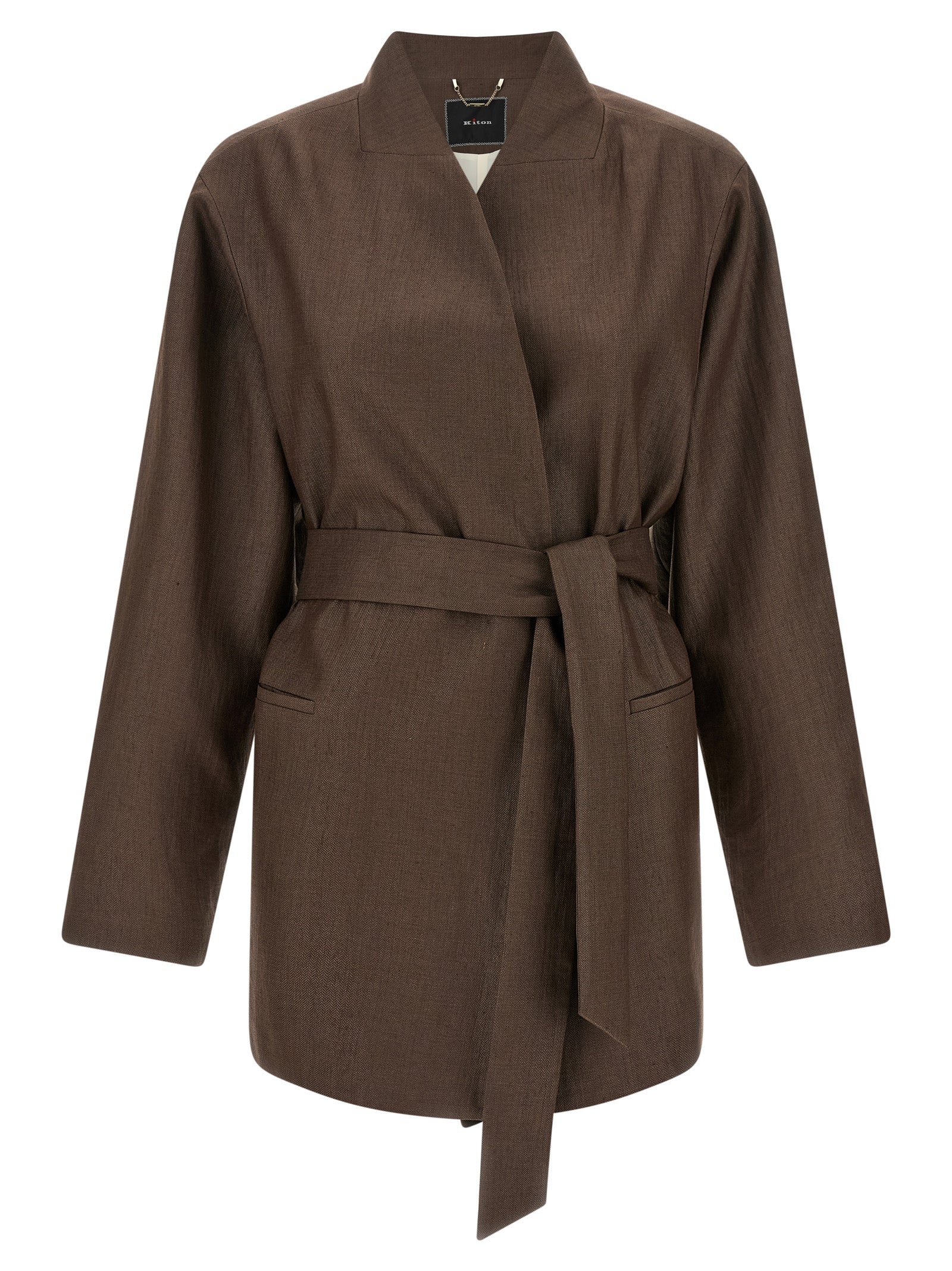 Polyamide & Linen Shawl Collar Blazer