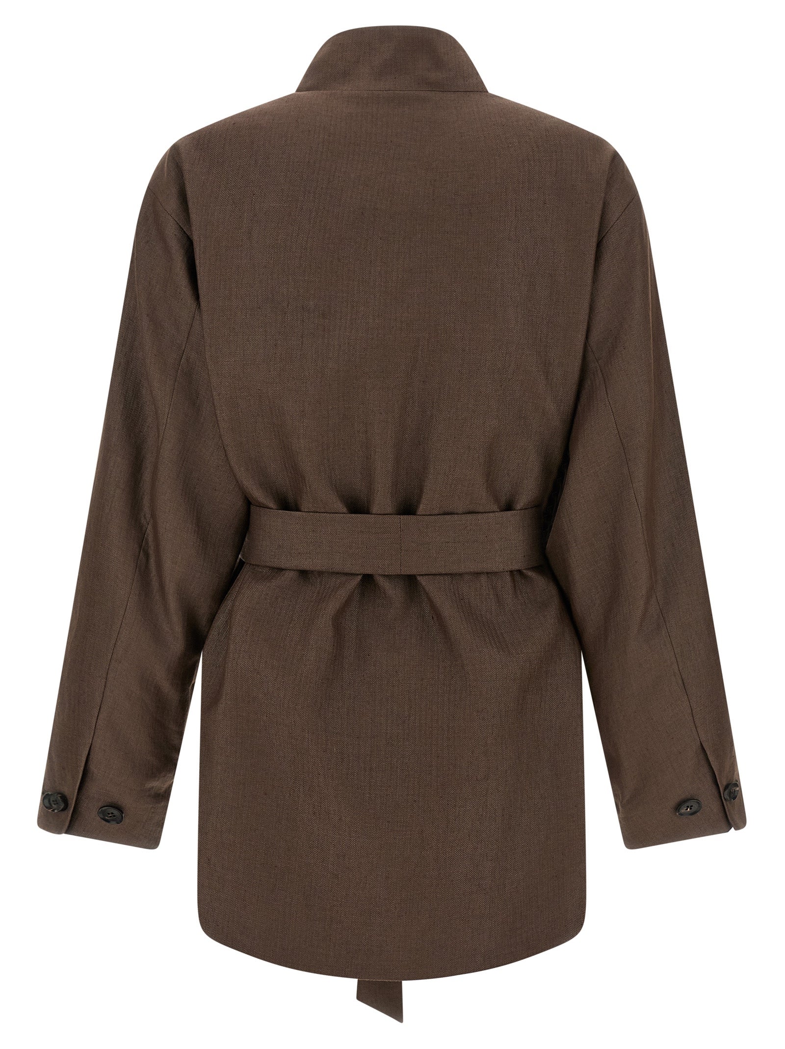 Polyamide & Linen Shawl Collar Blazer