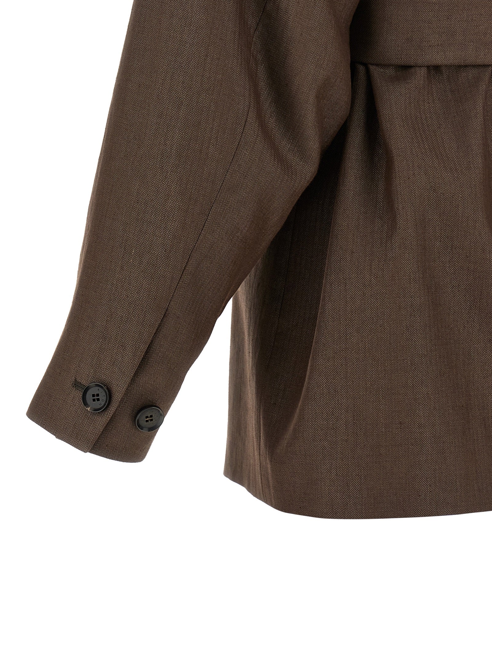 Polyamide & Linen Shawl Collar Blazer