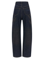 Blue Cotton High-Waisted Straight-Leg Jeans