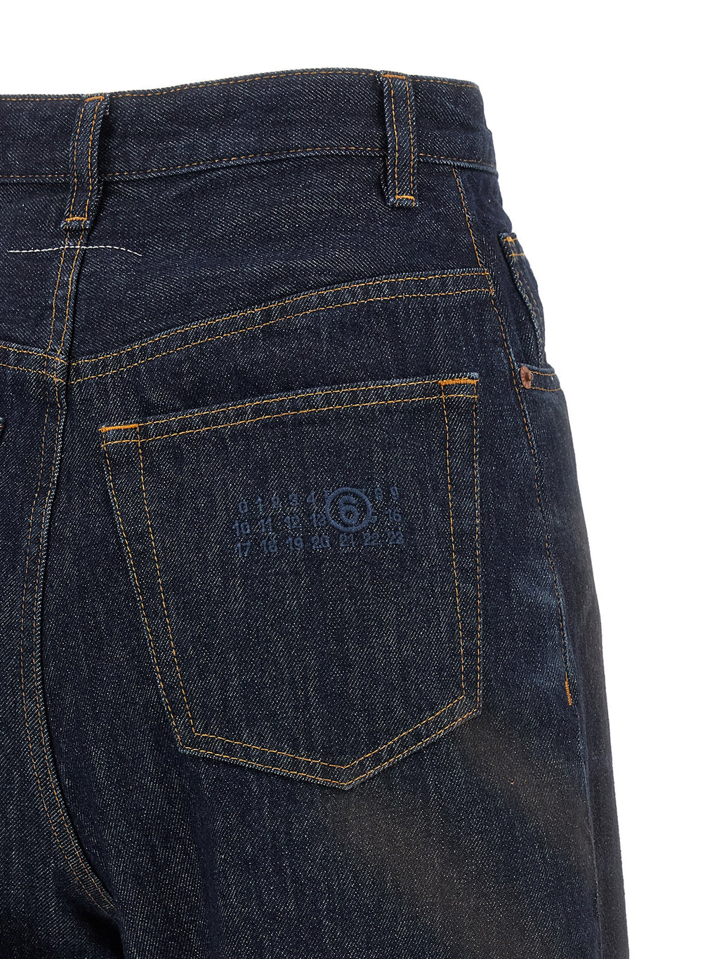 Blue Cotton High-Waisted Straight-Leg Jeans