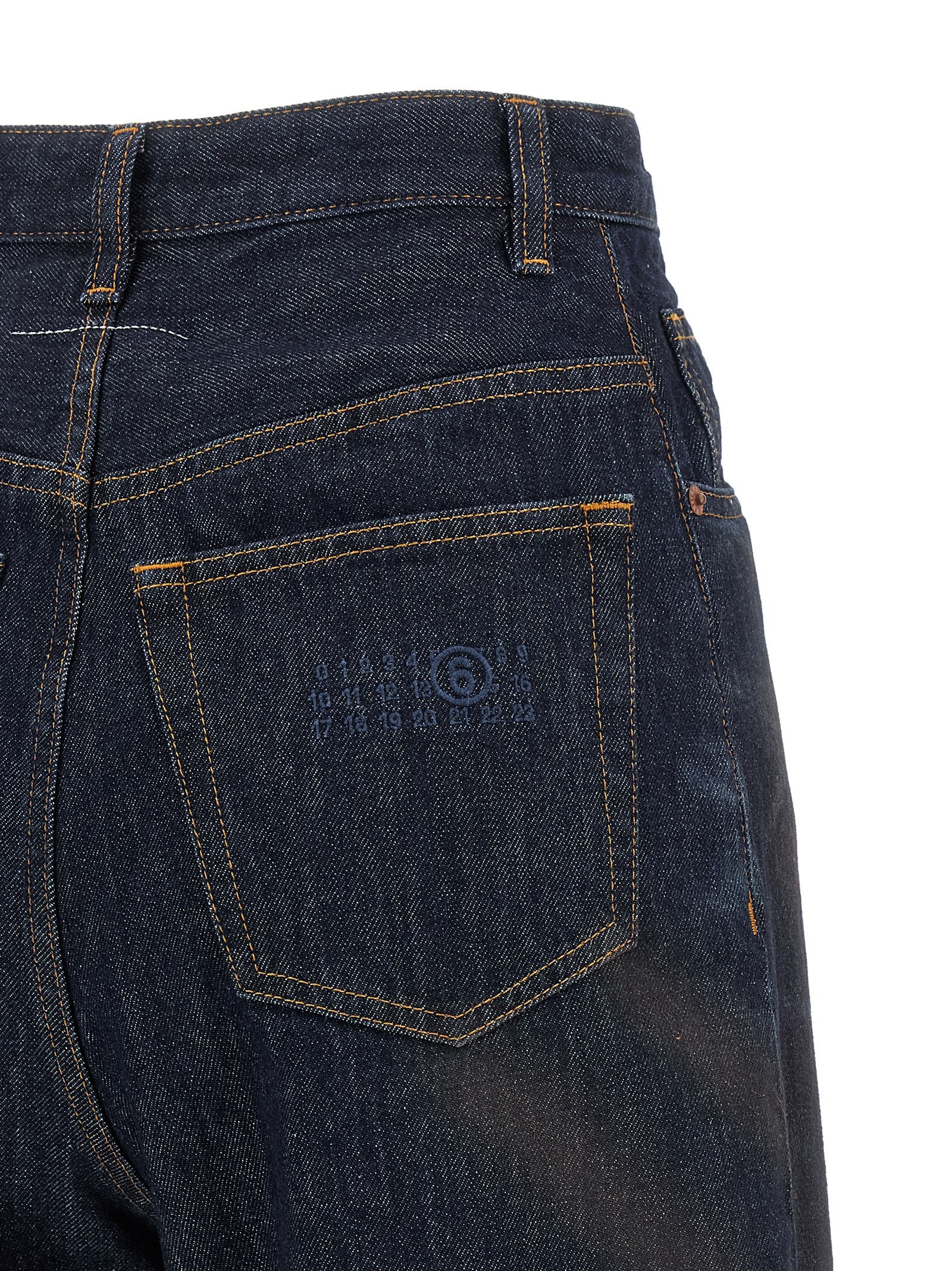 Blue Cotton High-Waisted Straight-Leg Jeans