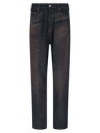 Blue Cotton Straight-Leg Jeans