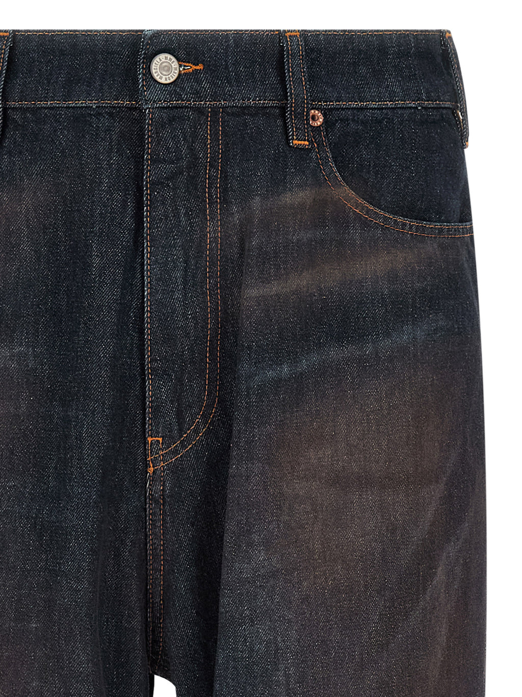 Blue Cotton Straight-Leg Jeans