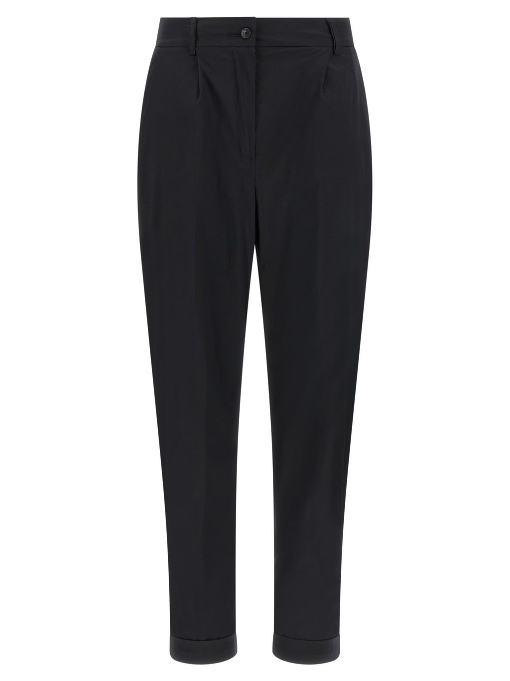 Black Cotton Stretch Casual Straight Leg Pants