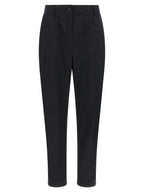 Black Cotton Stretch Casual Straight Leg Pants