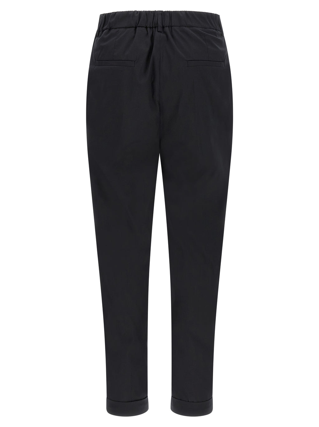 Black Cotton Stretch Casual Straight Leg Pants