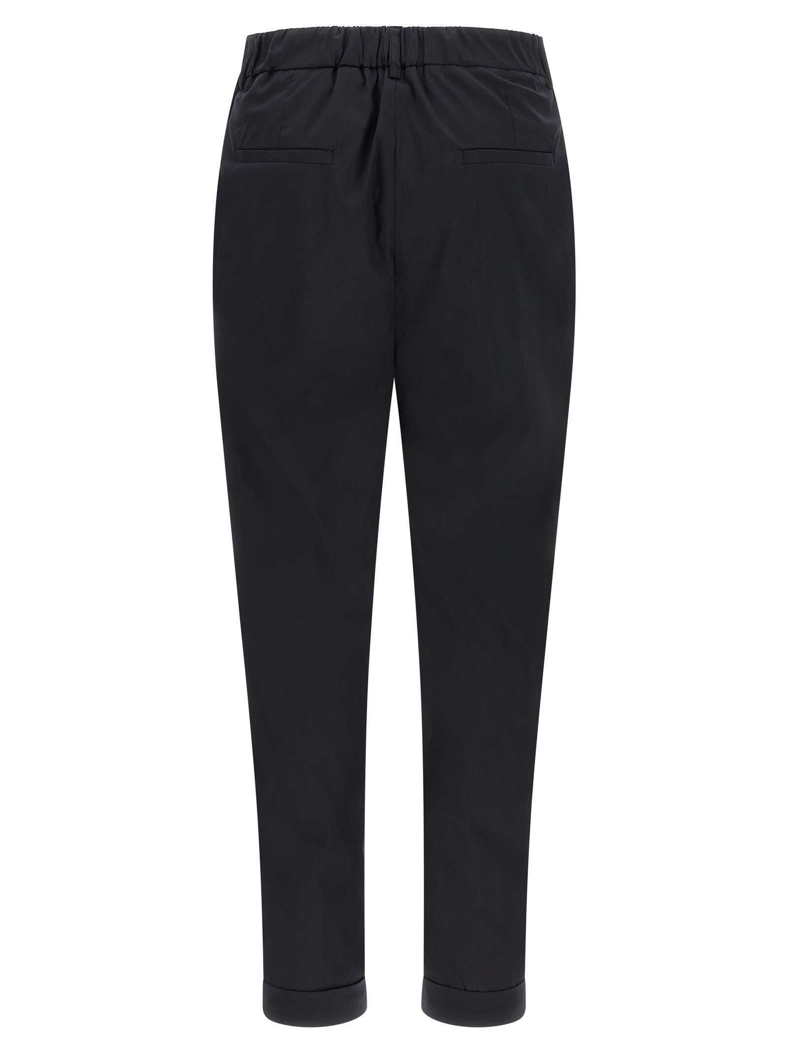 Black Cotton Stretch Casual Straight Leg Pants