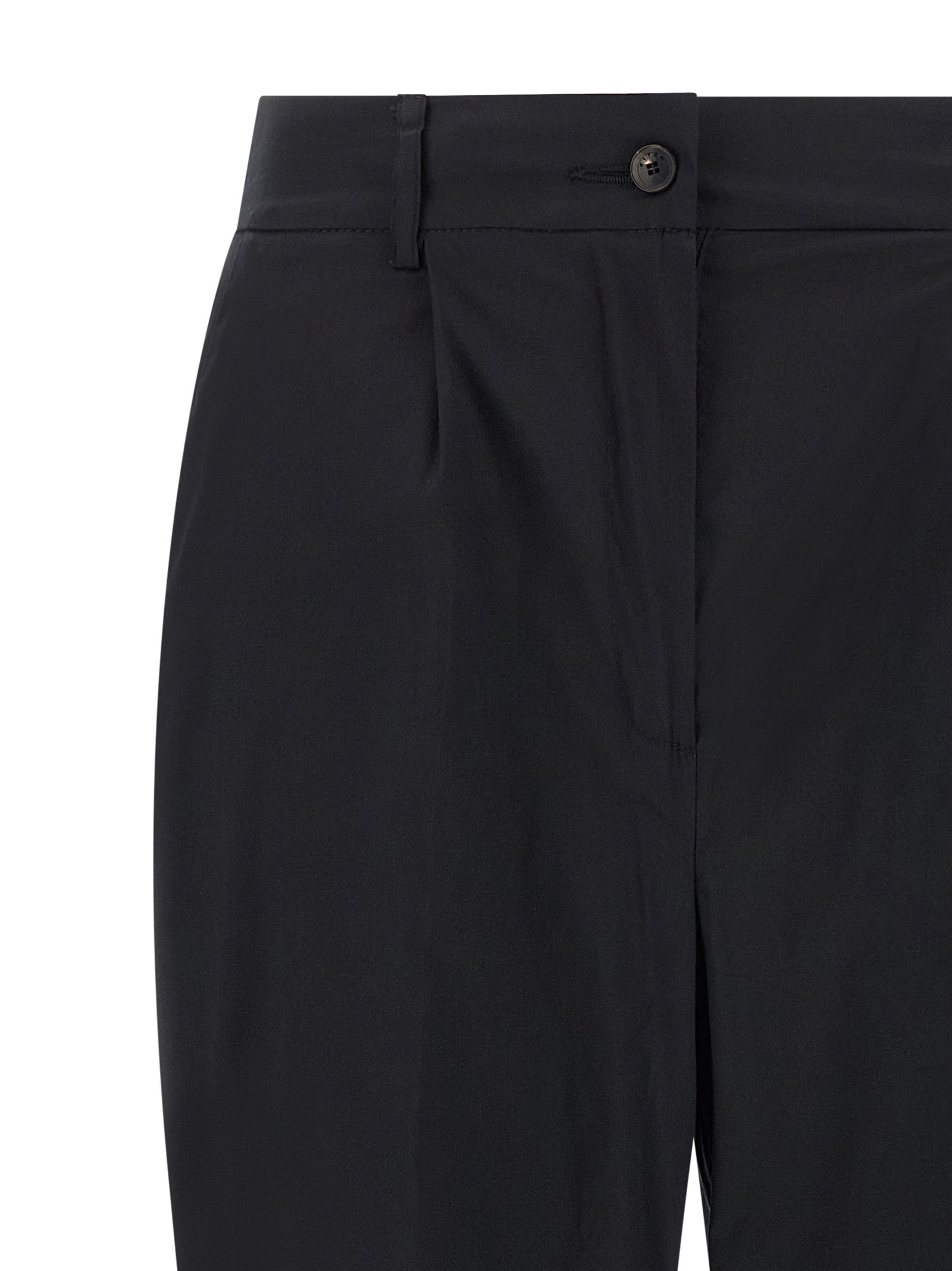 Black Cotton Stretch Casual Straight Leg Pants