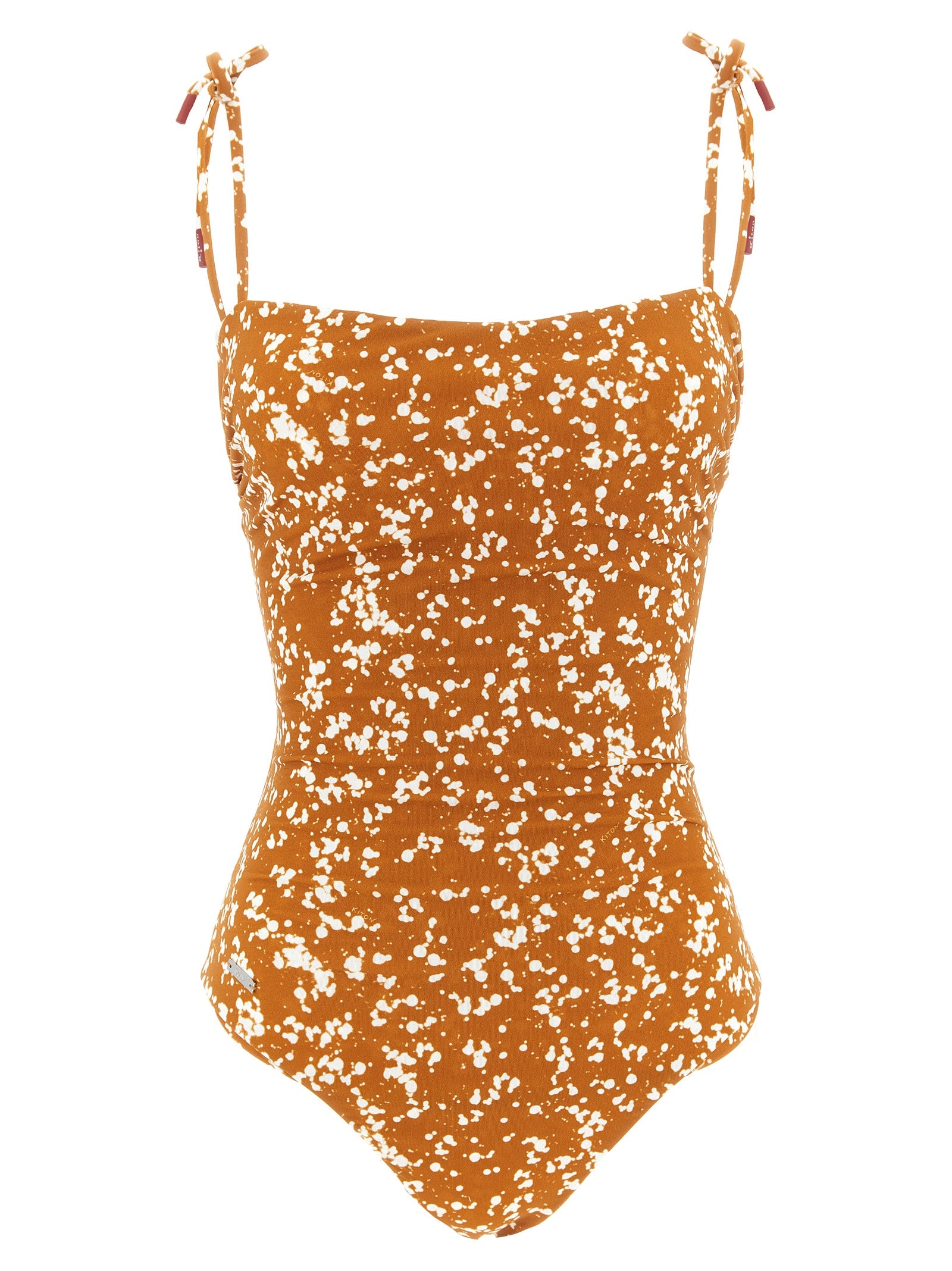 Brown Polyamide Stretch One-Piece Swimsuit