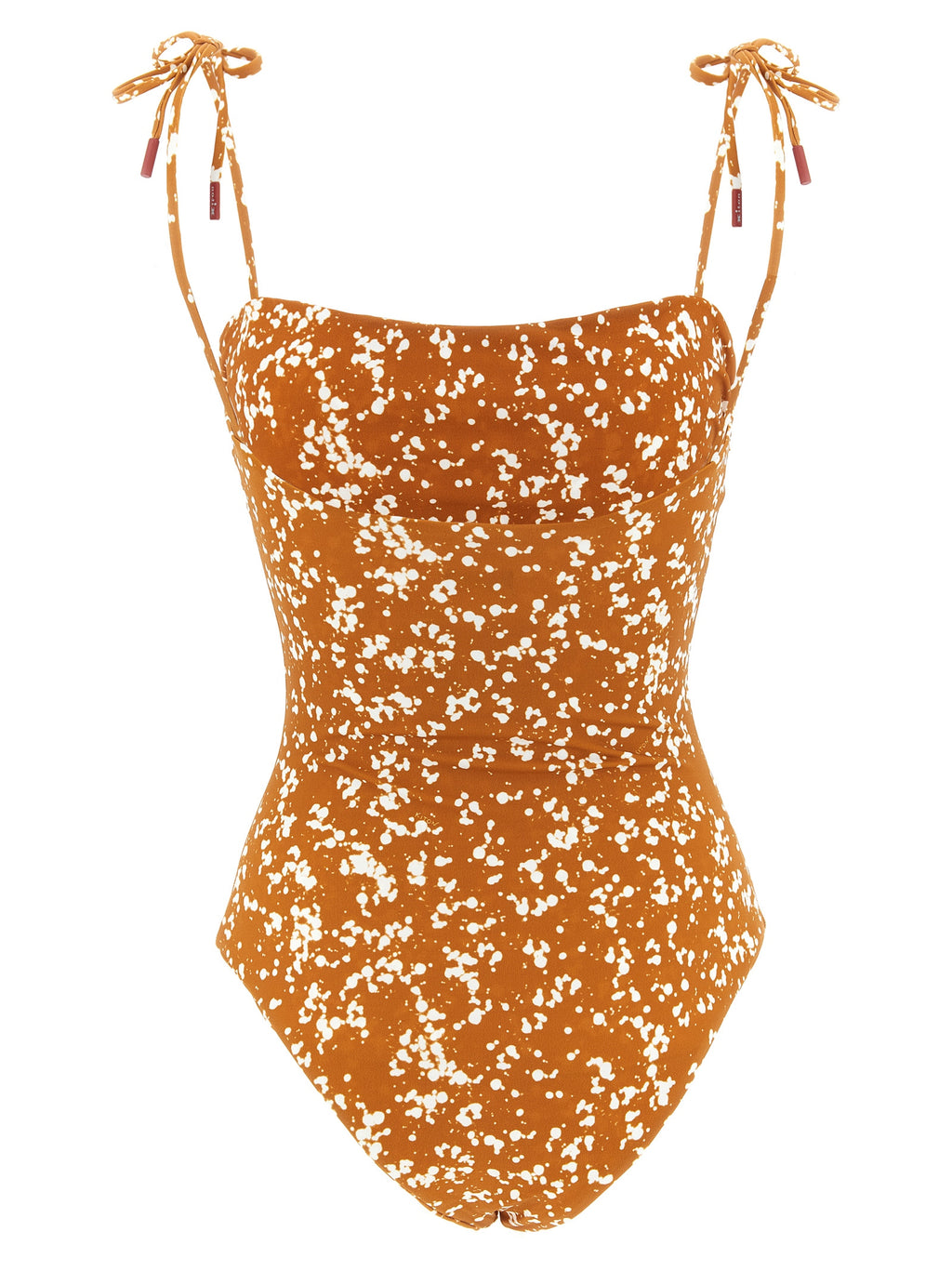 Brown Polyamide Stretch One-Piece Swimsuit