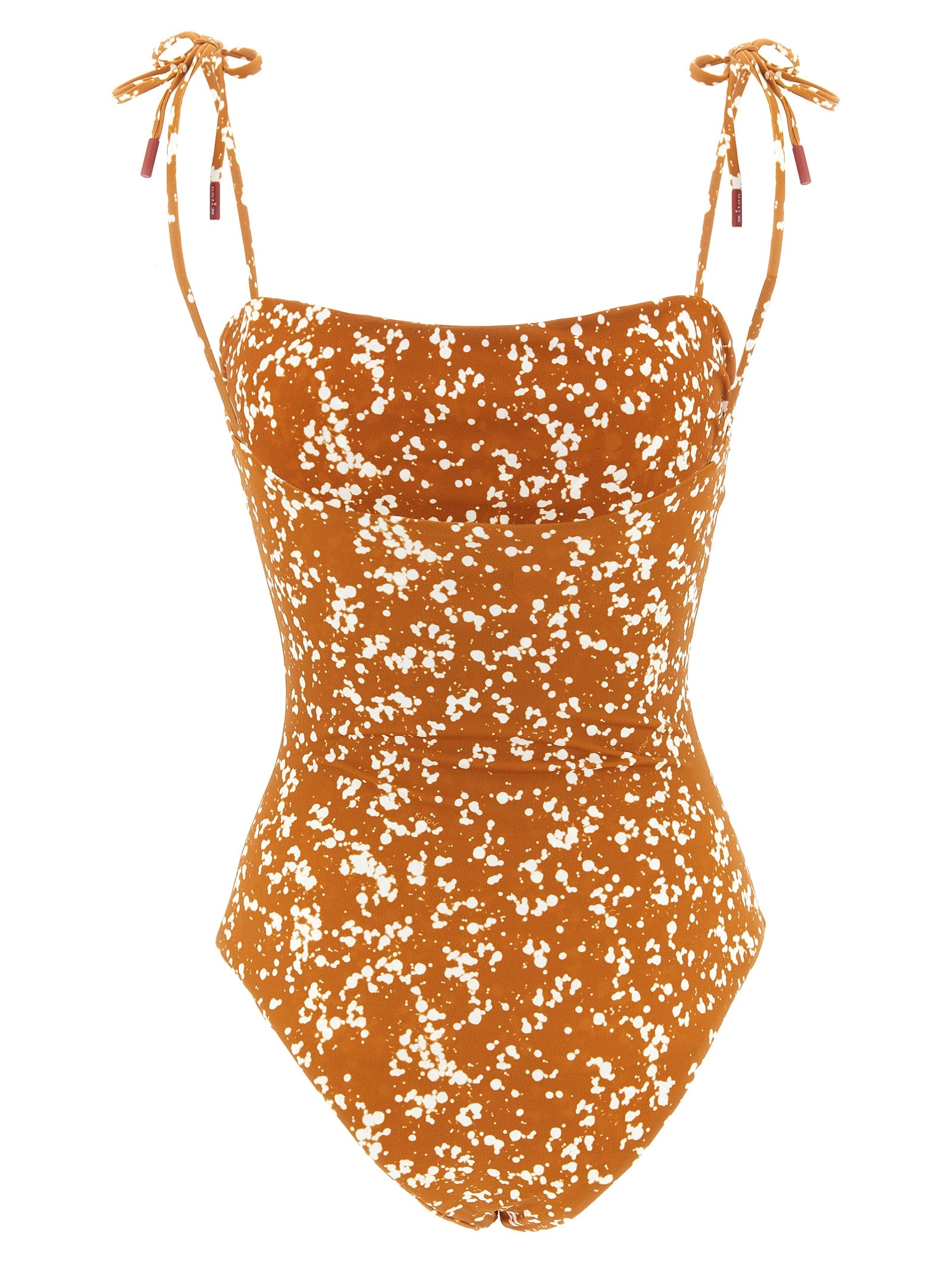Brown Polyamide Stretch One-Piece Swimsuit