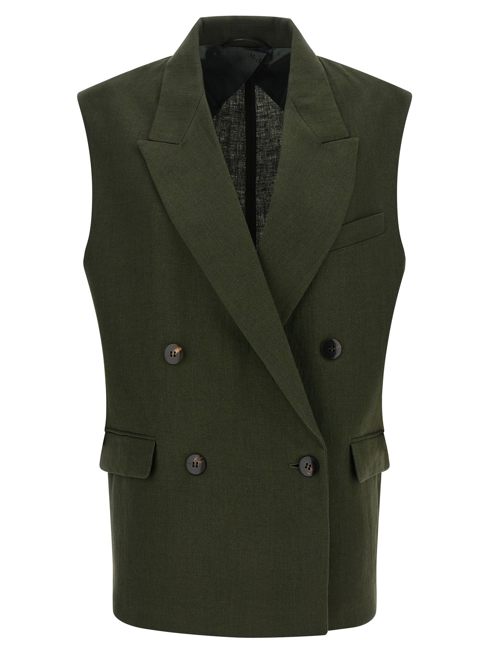 Bicolor Linen Sleeveless Jacket