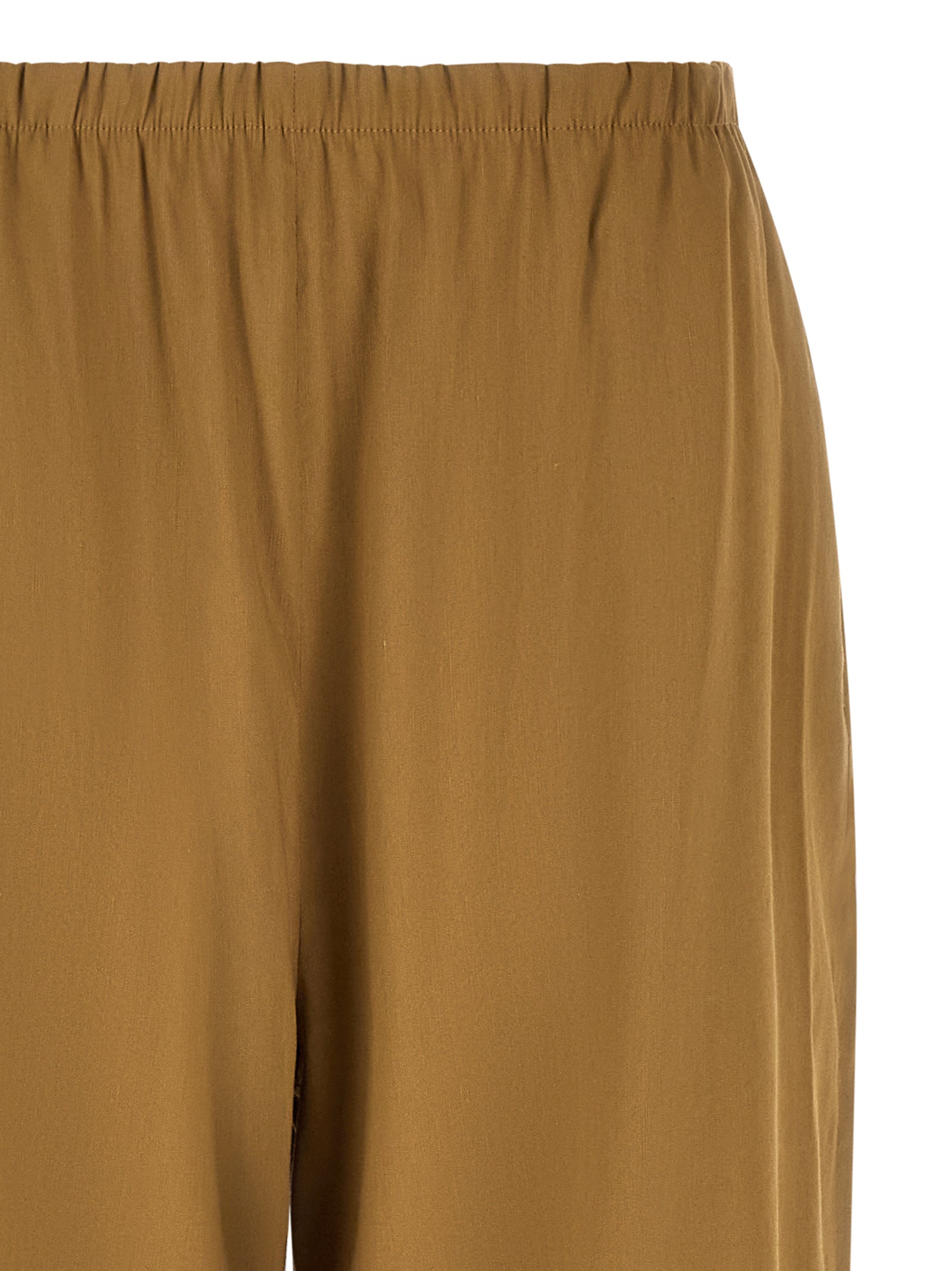 Beige Linen Stretch MxpDestino Wide‑Leg Trousers