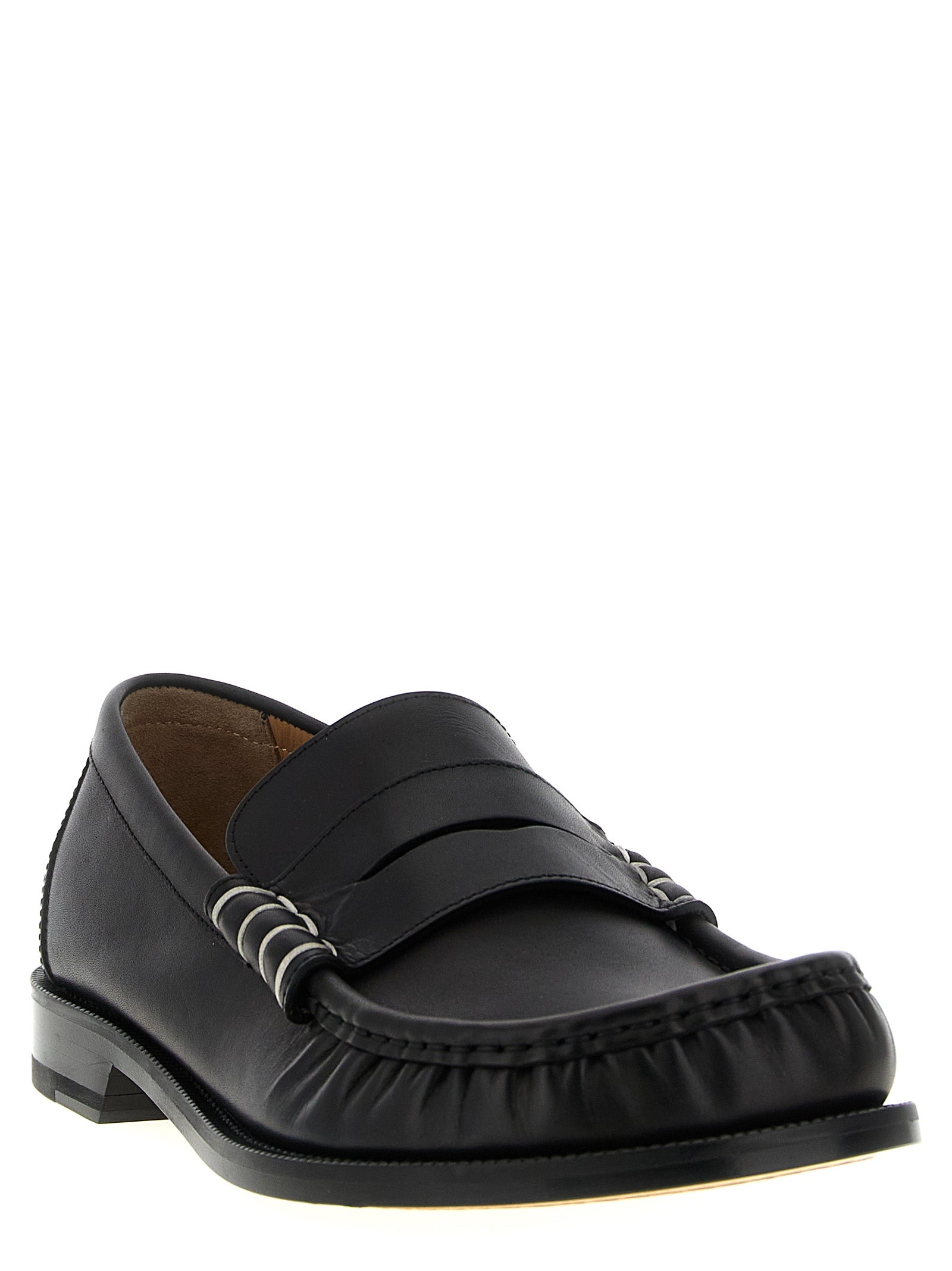 Black Calfskin Loafer Slip‑Ons