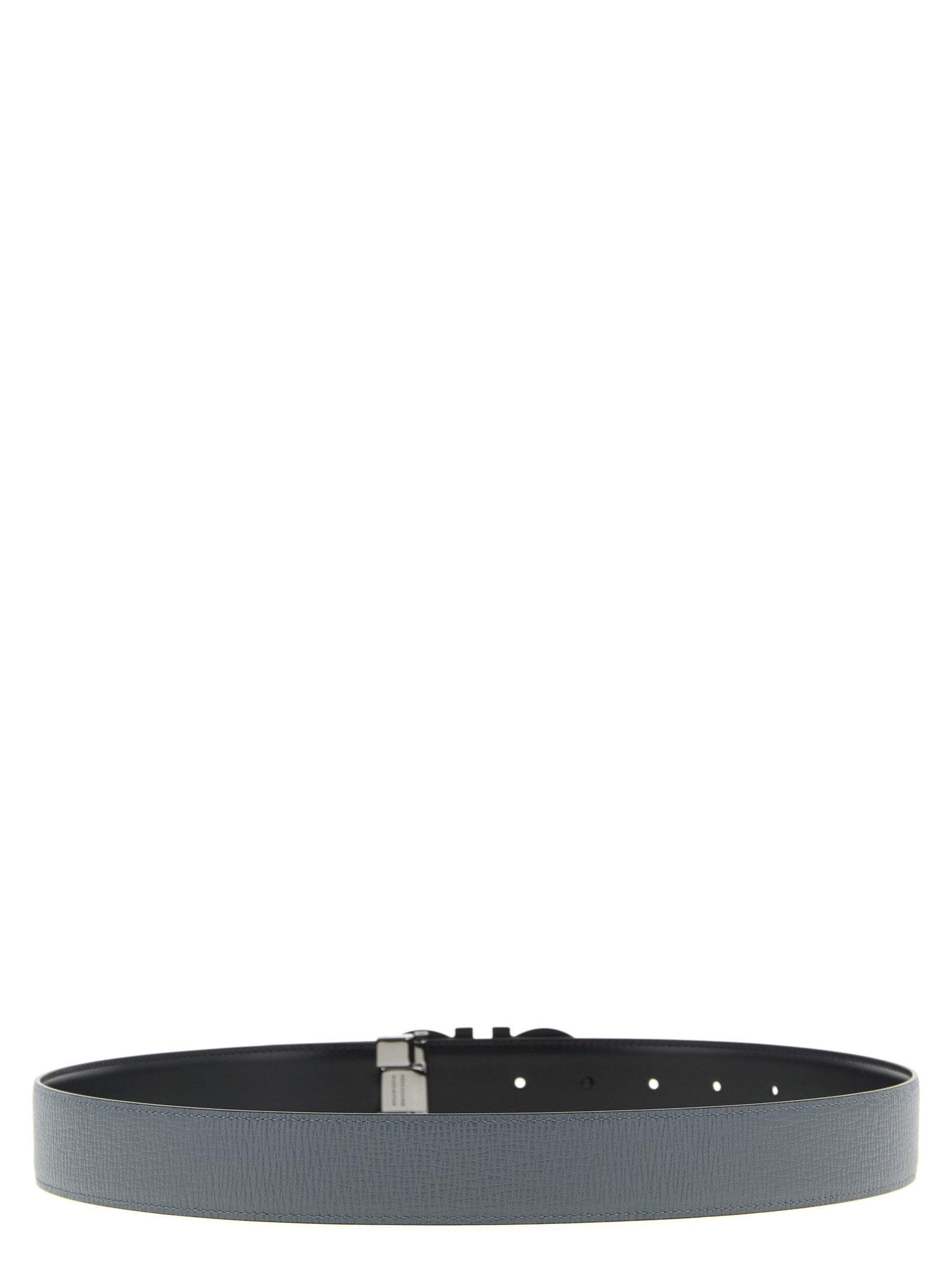 Gray Calfskin Reversible Belt