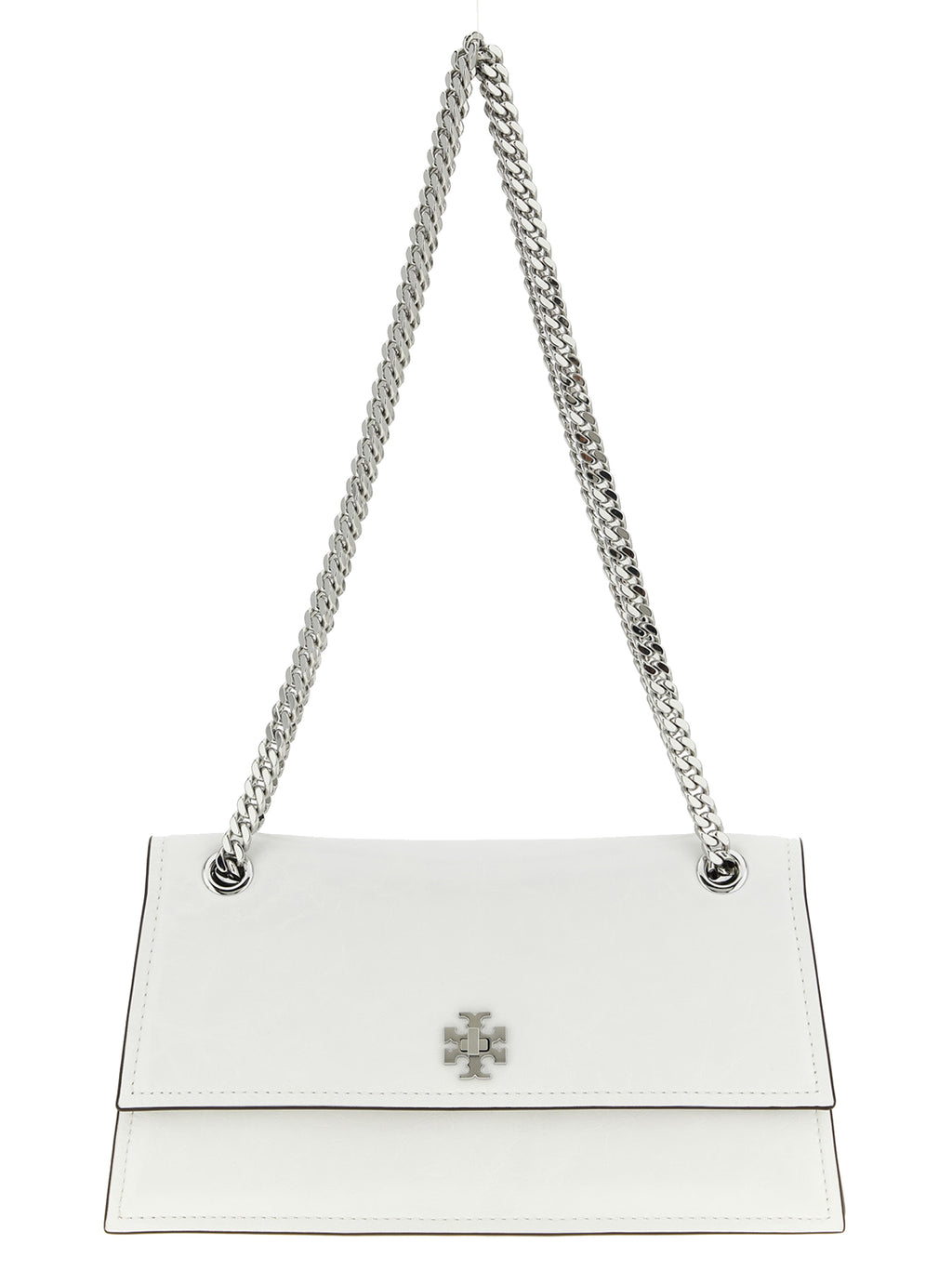 White Lamb Leather Kira Turnlock Shoulder Bag